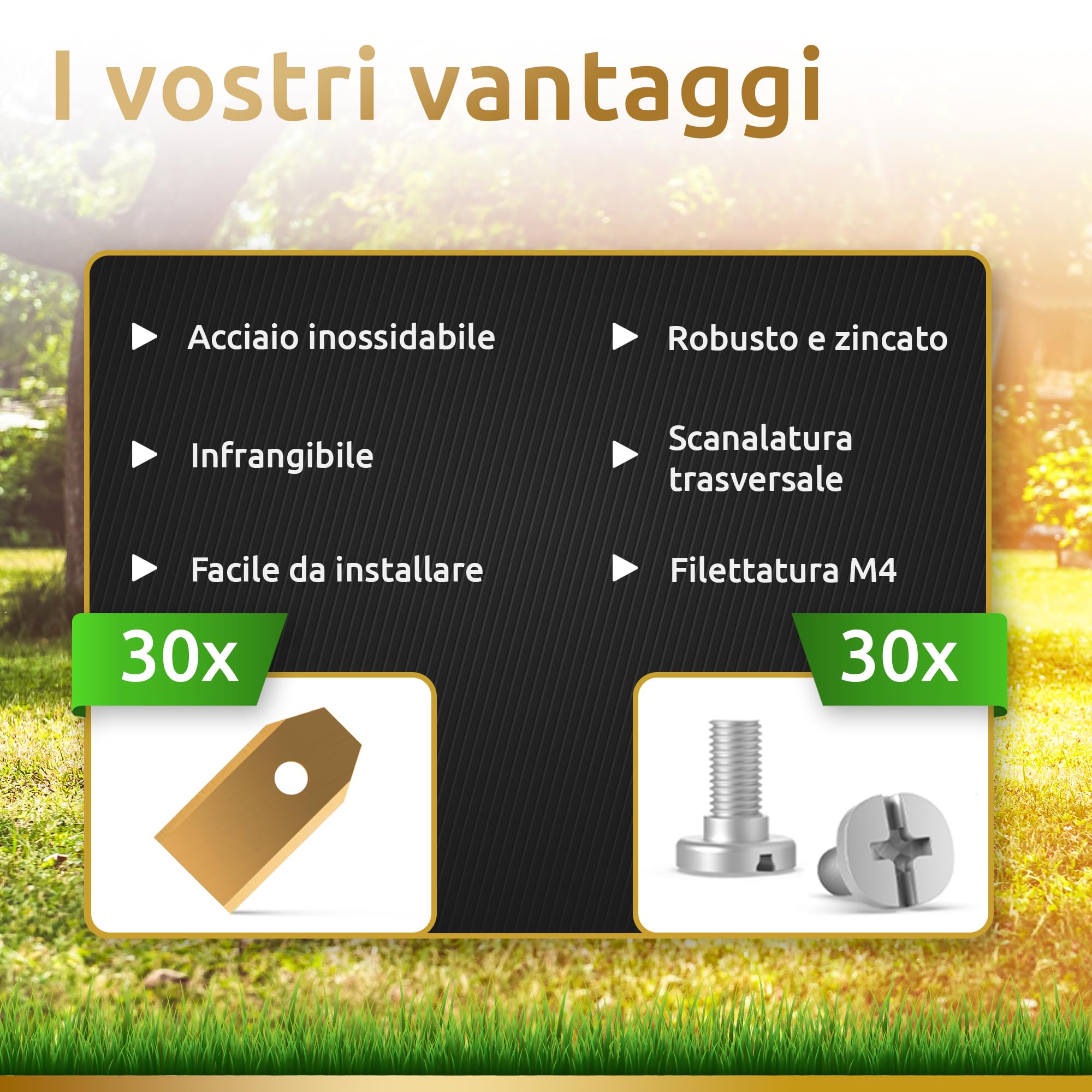 ECENCE Lame Robot Tagliaerba 30x Lame Ricambio Titanio