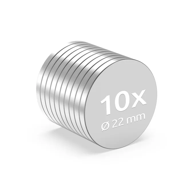 ECENCE Magneti Neodimio 22x2 mm 10 Pezzi N35 NiCuNi