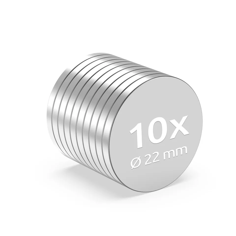 ECENCE Magneti Neodimio 22x2 mm 10 Pezzi N35 NiCuNi