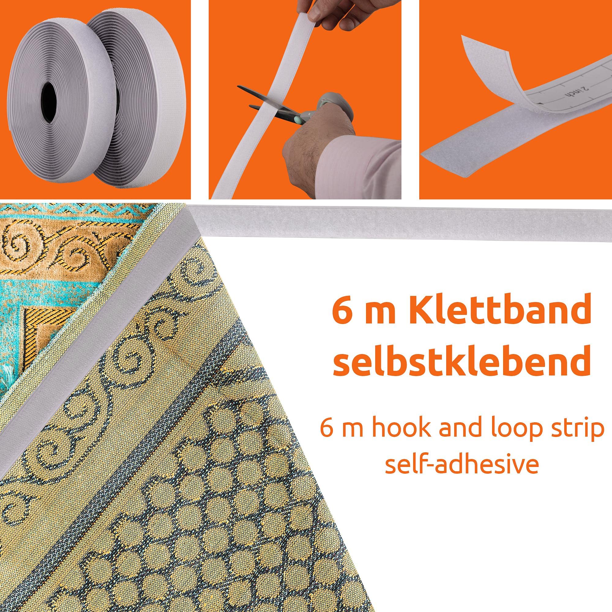ECENCE Nastro Velcro Autoadesivo 6 m Bianco senza Fori