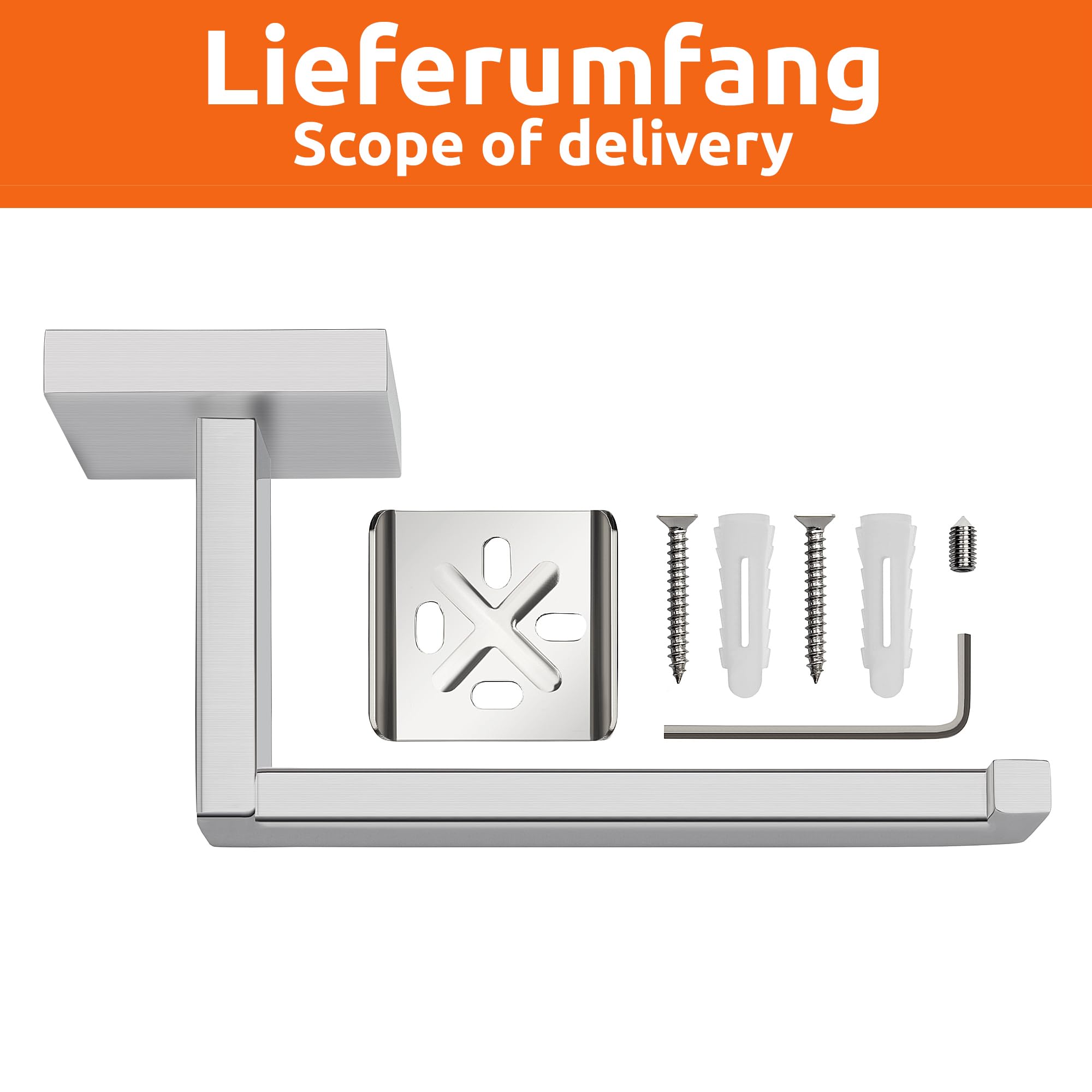 Ecence set portarotolo e portasciugamani inox quadrato