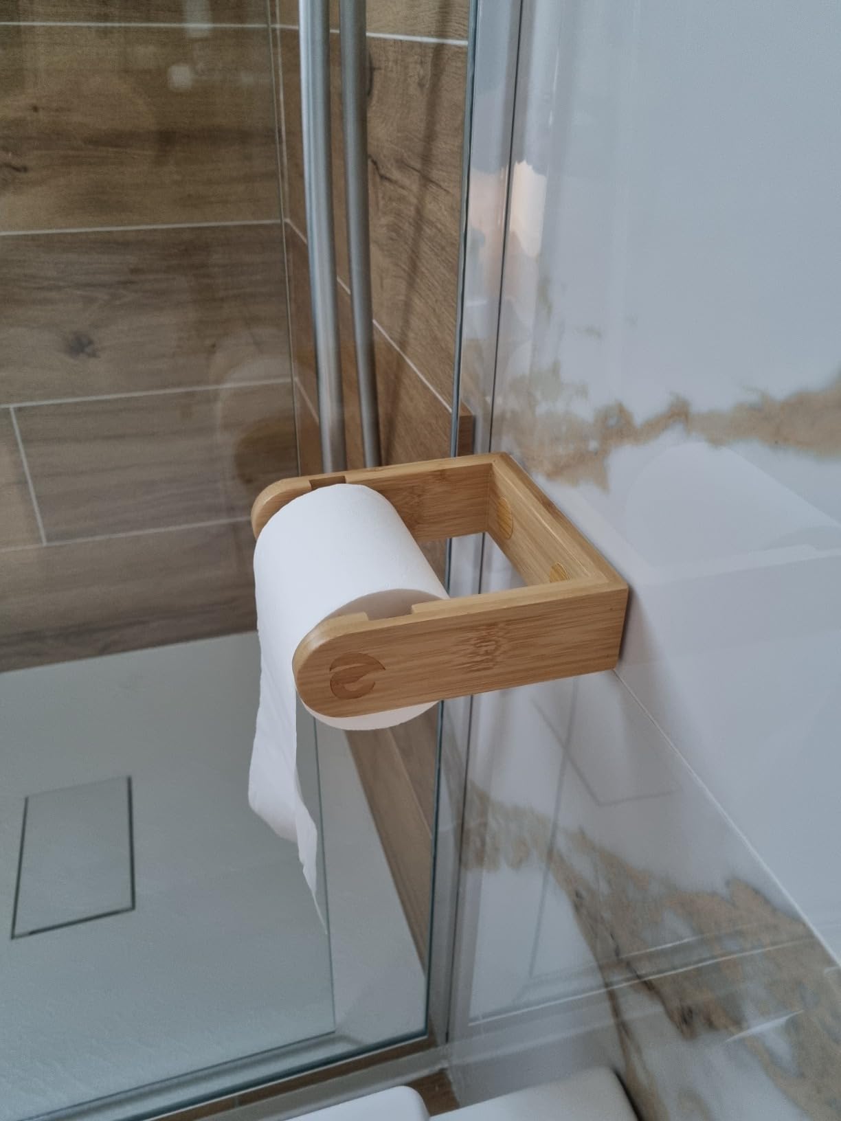 ECENCE Model 2 Portarotolo Bambù Adesivo Senza Fori