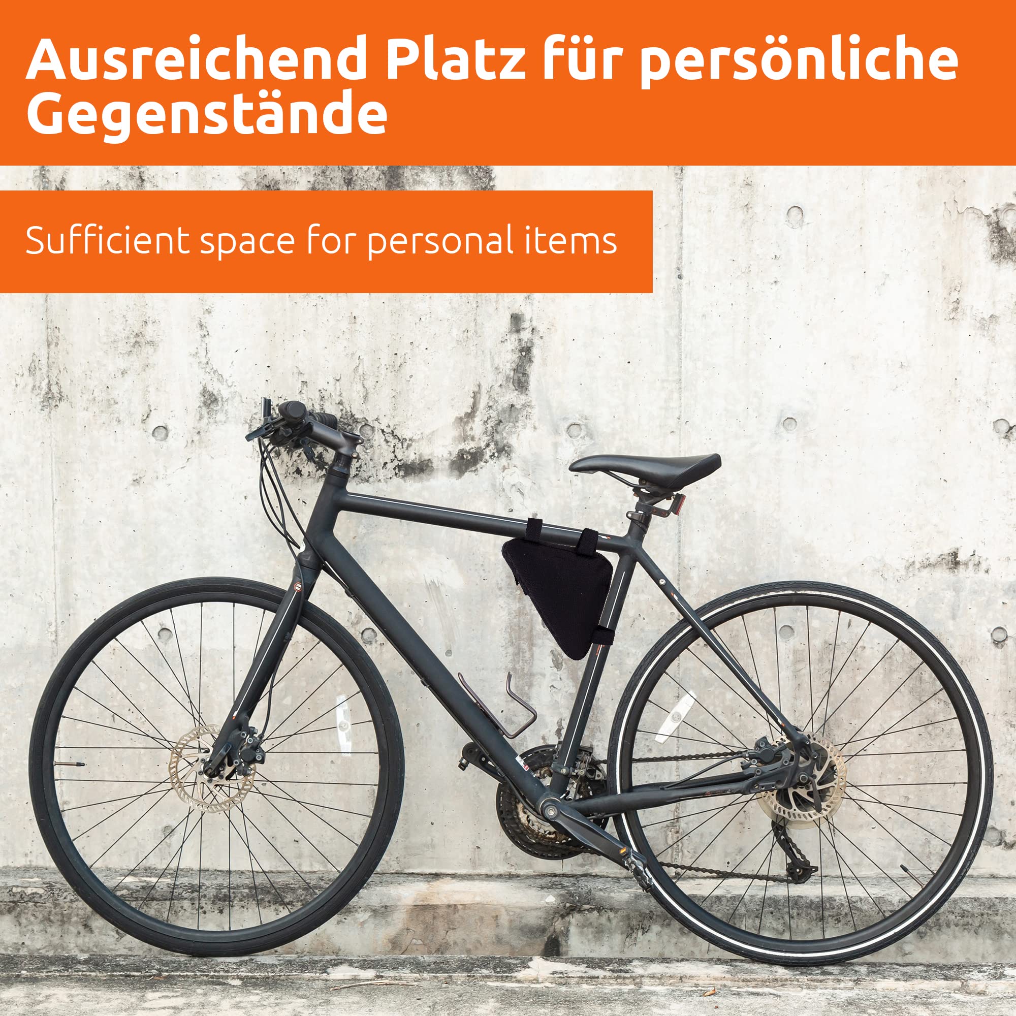 ECENCE Borsa Telaio Bici Triangolare Nera Nylon Impermeabile