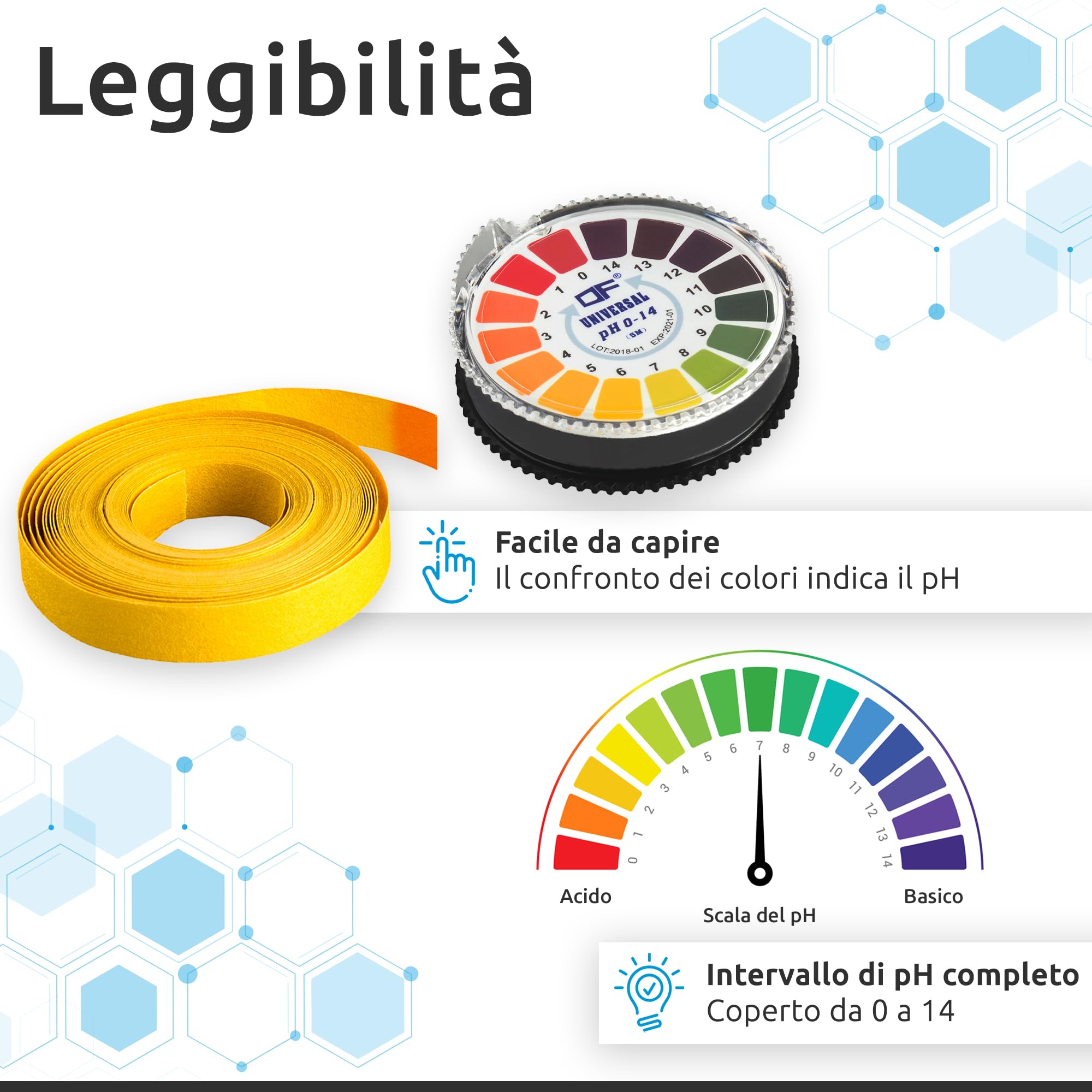 ECENCE pH 0-14 strisce pH 2 rotoli universali