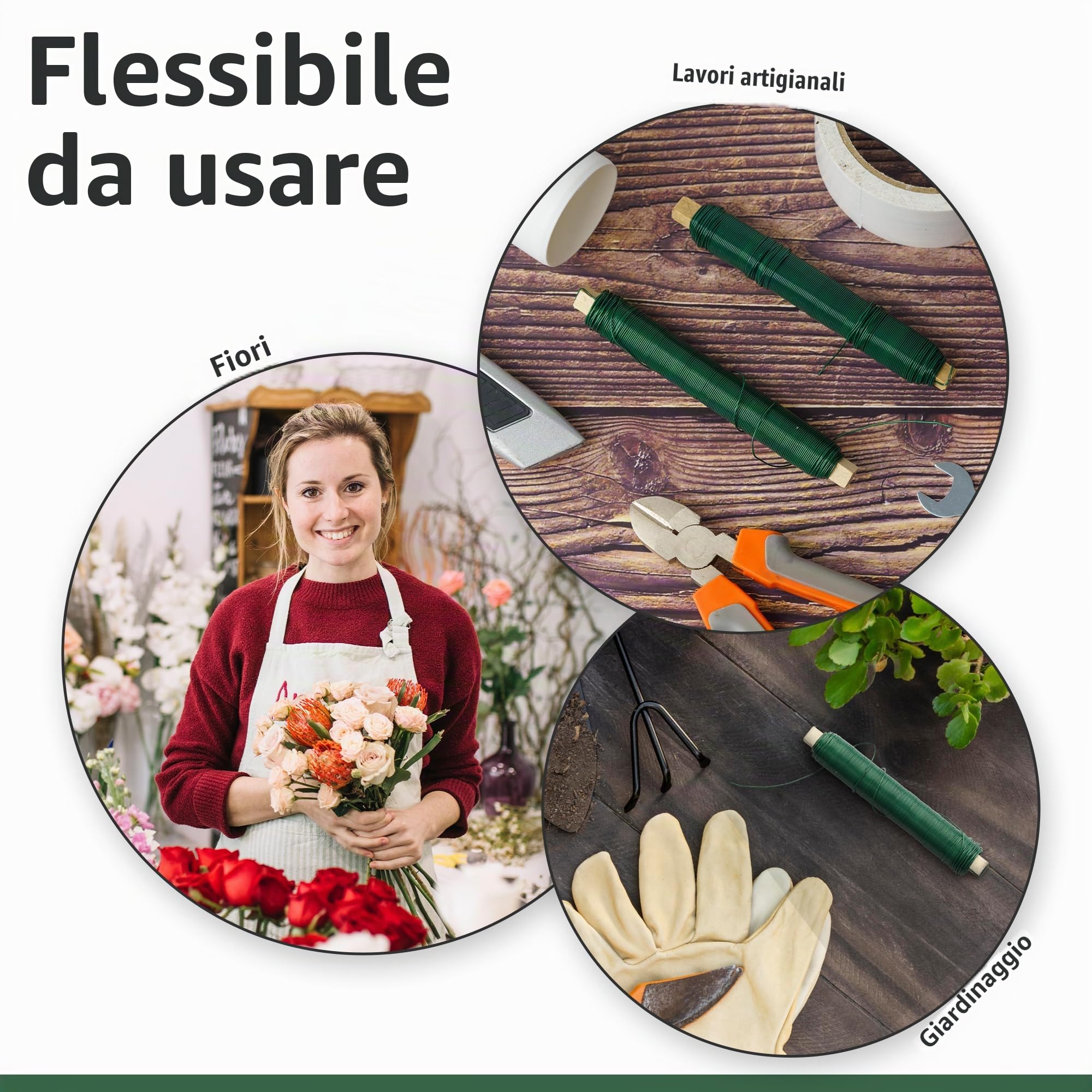 ECENCE Filo Modellabile 35m 0,65mm Filo Ferro Verde 4pz