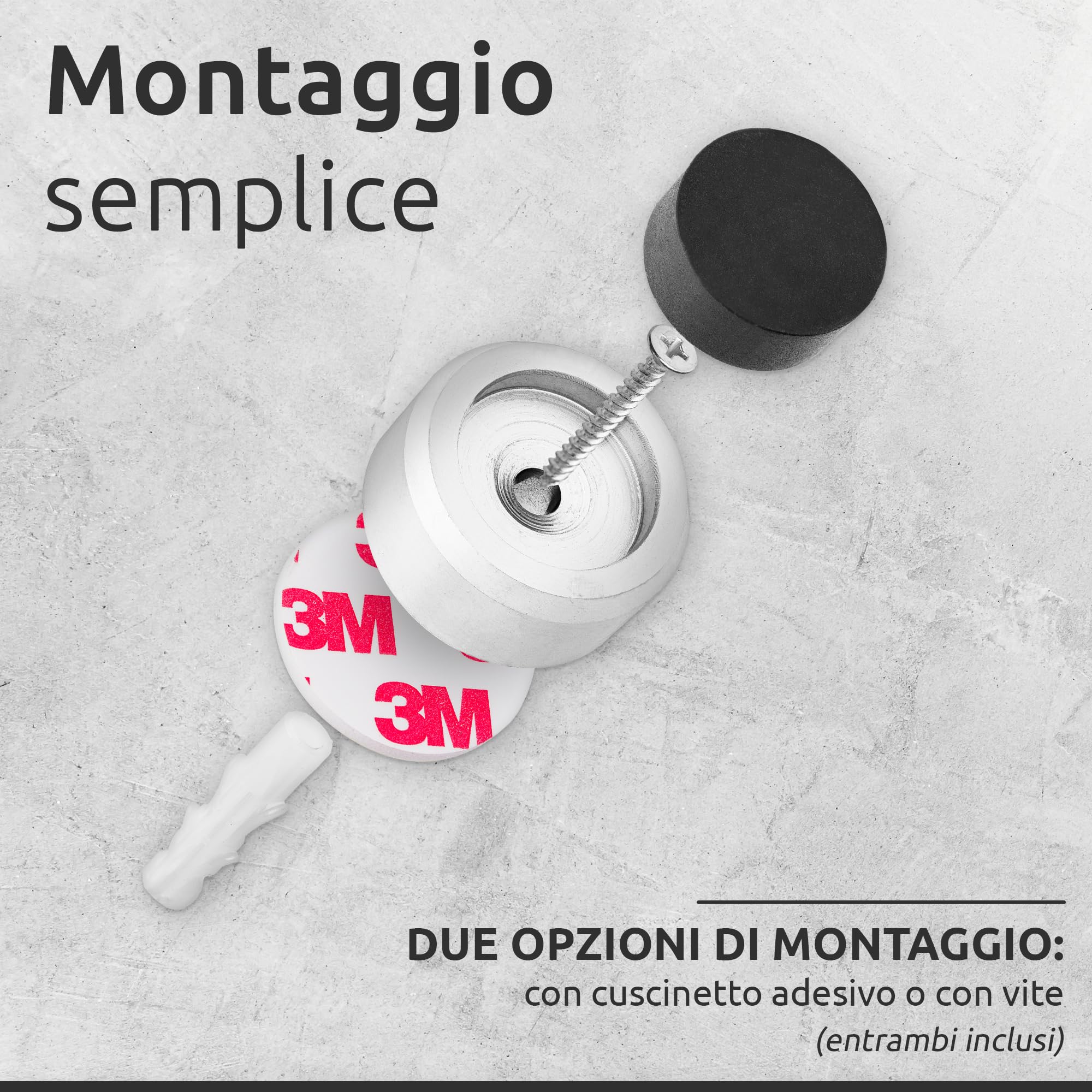 ECENCE Fermaporta da Muro Inox 2 Pezzi con Gomma