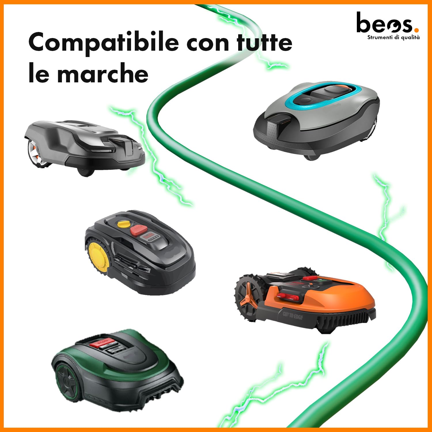 BEOS Cavo Perimetrale 25m Filo Robot Tosaerba Rame