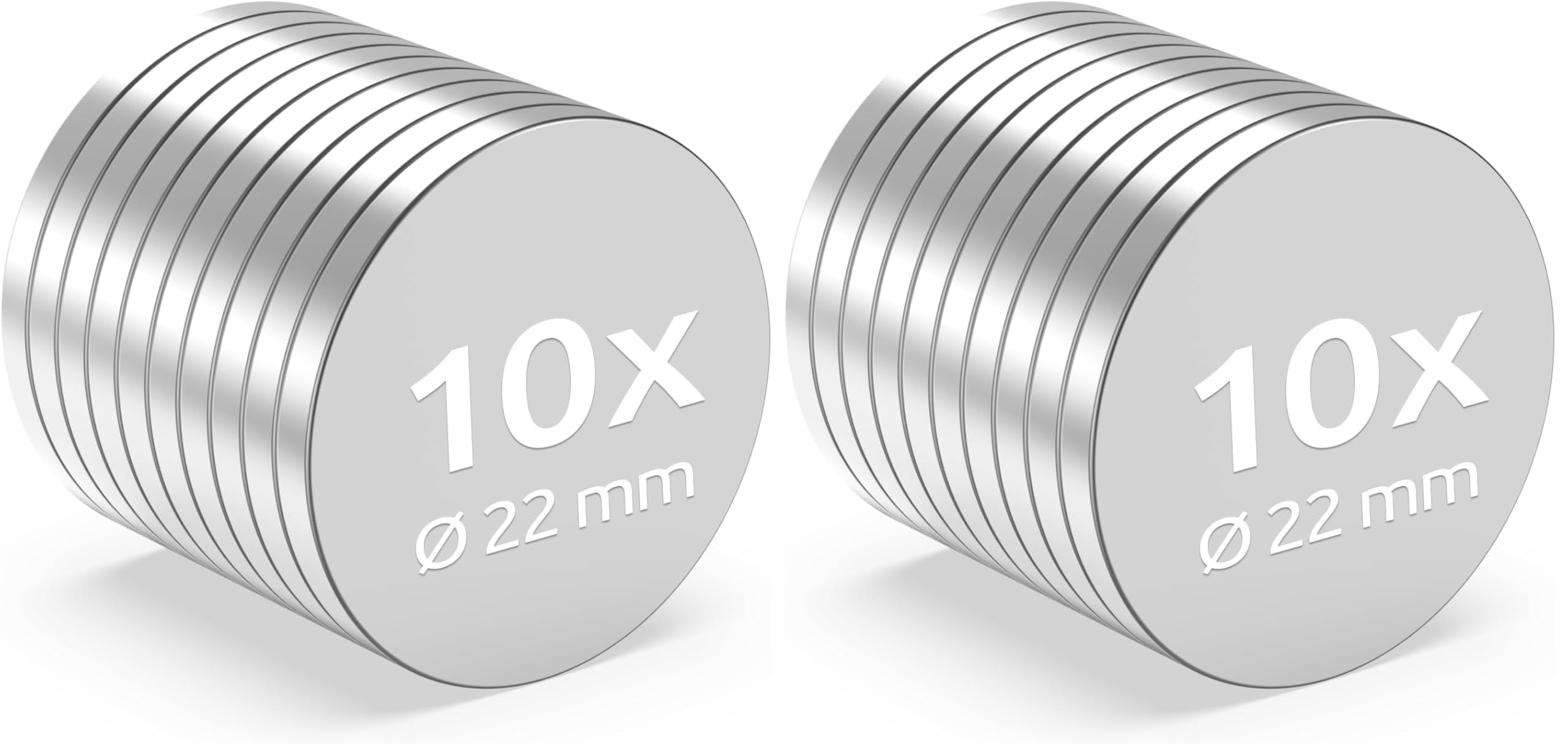 ECENCE Magneti Neodimio 22x2 mm 10 Pezzi N35 NiCuNi