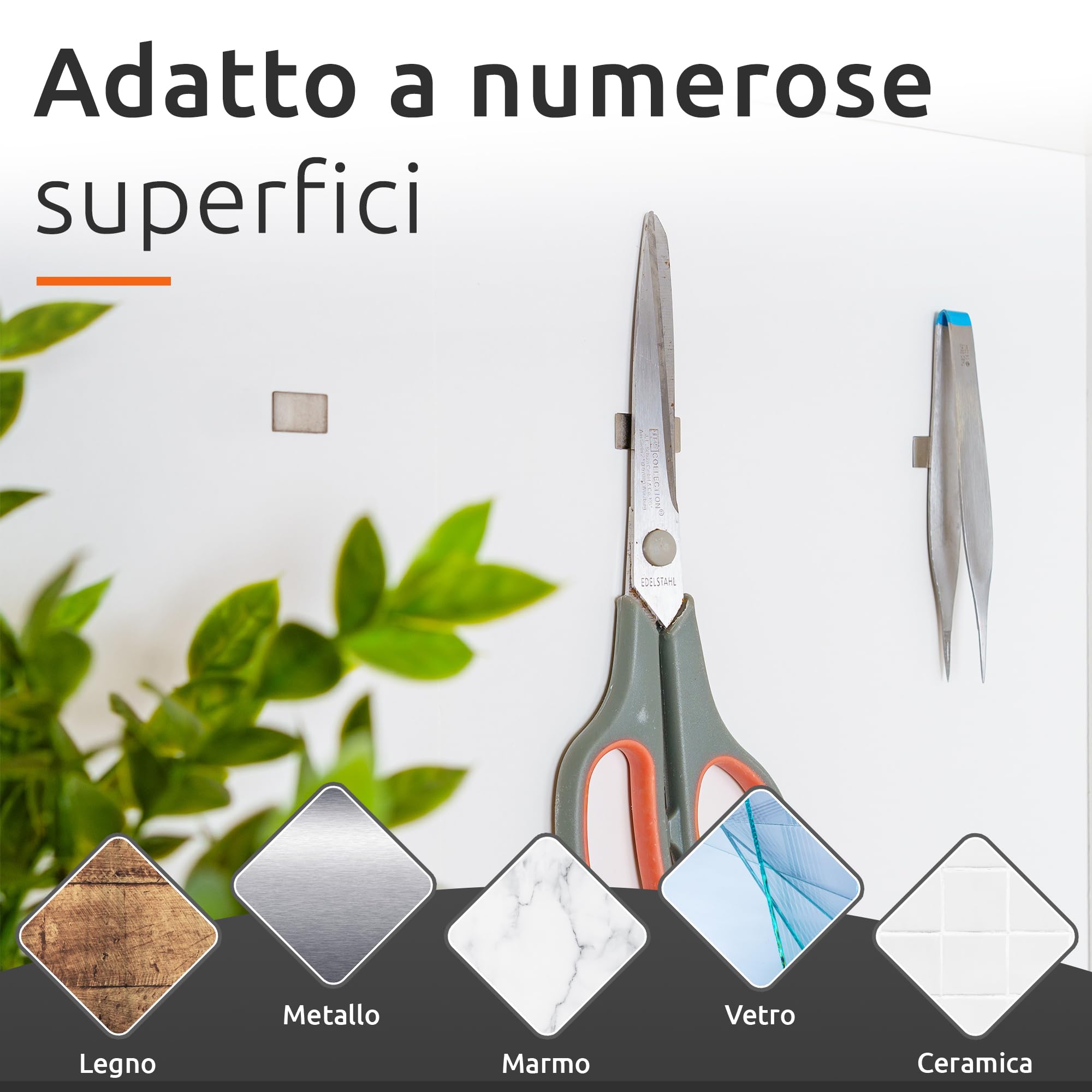 ECENCE Magneti neodimio 20x10x1mm 20 pezzi autoadesivi