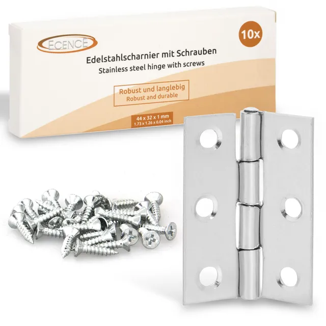 ECENCE cerniere acciaio inox 44x32mm 10pz con viti