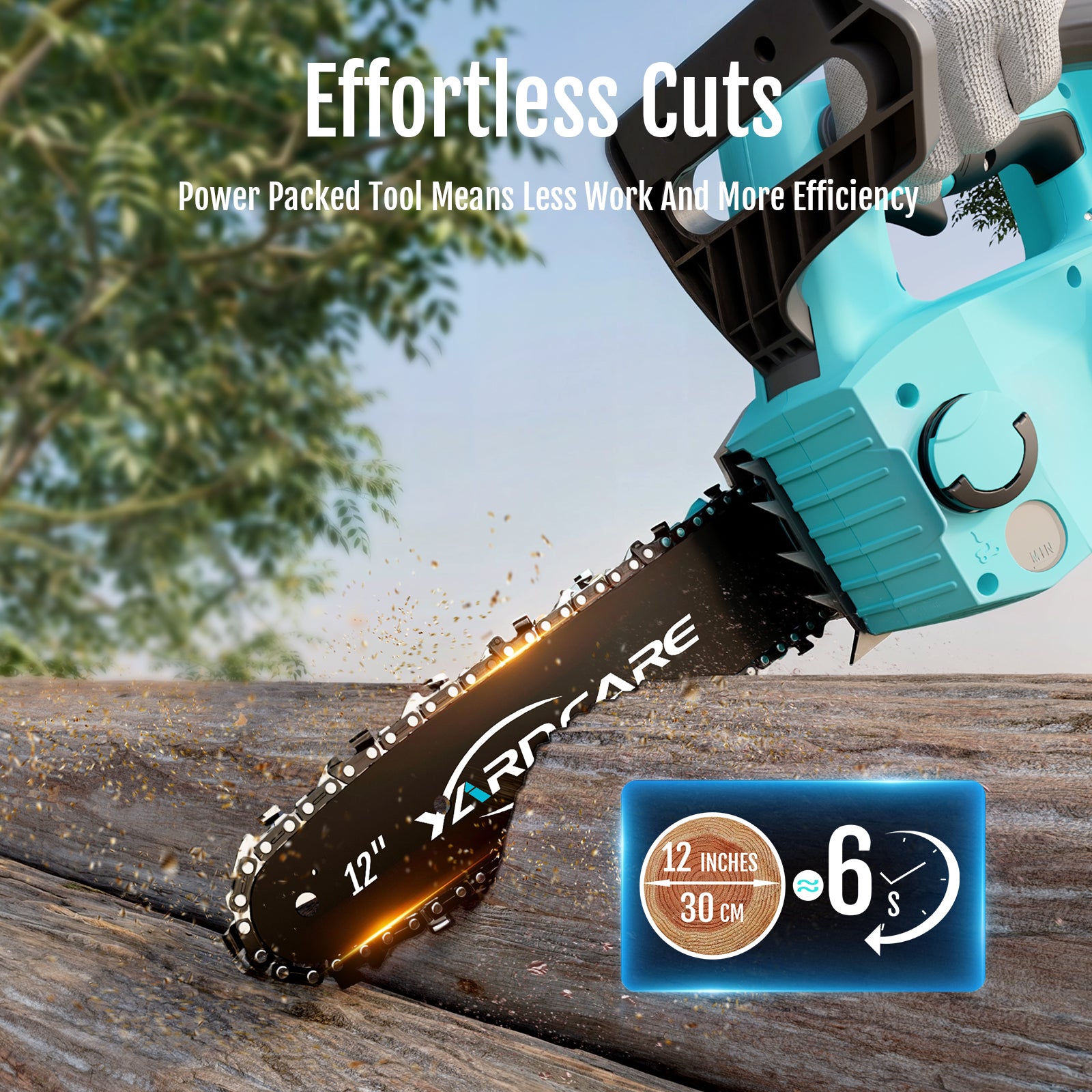 Yardcare Motosega a Batteria 12" Brushless con Display