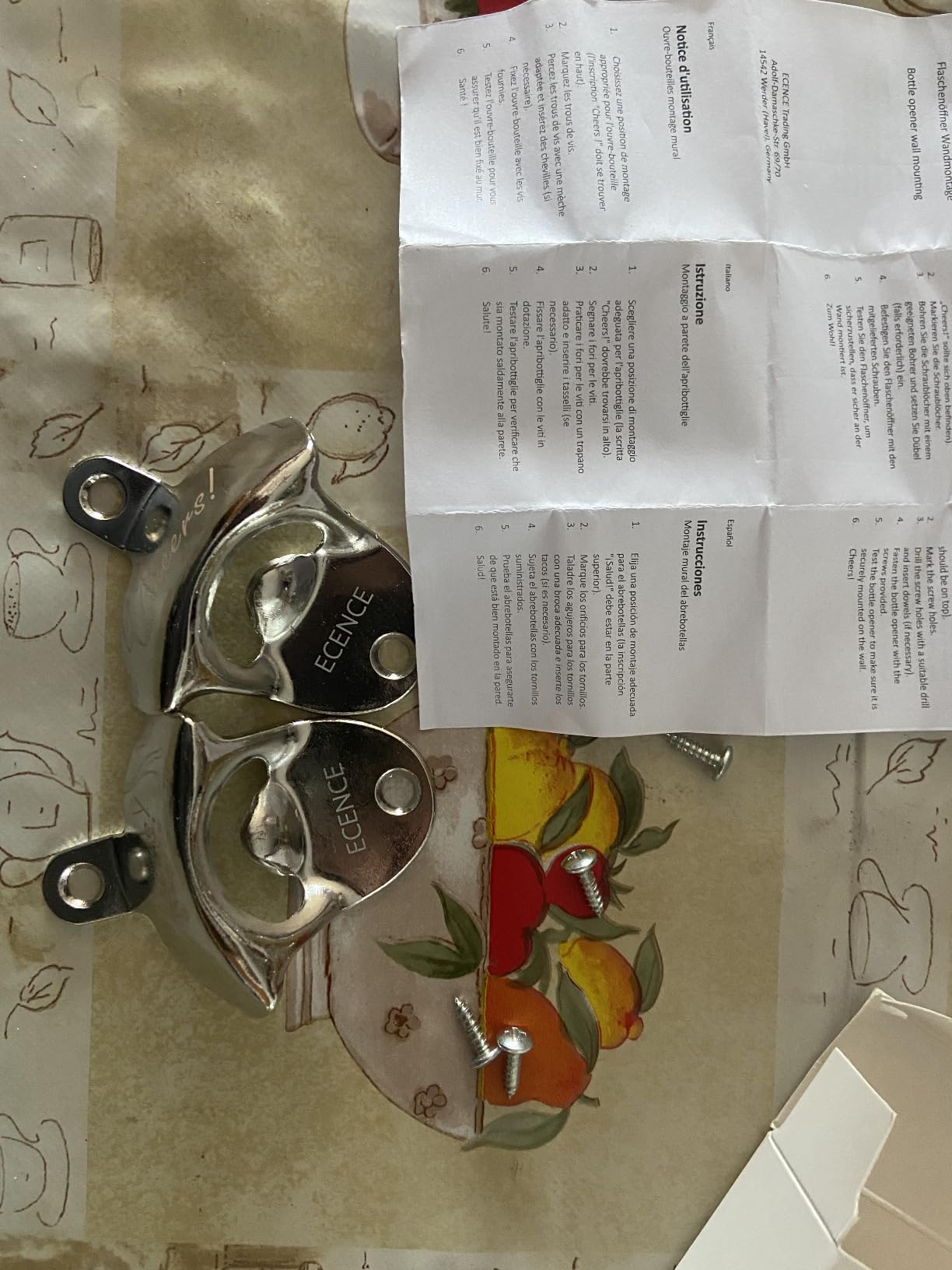 ECENCE retrò apribottiglie da parete 2 pezzi birra