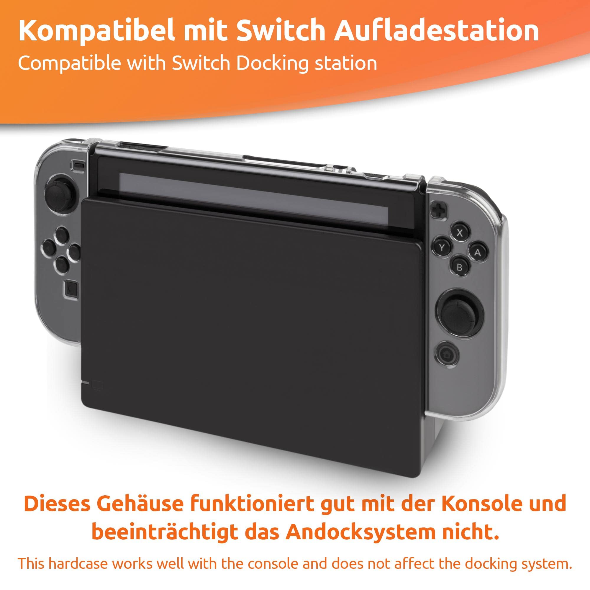 ECENCE Hardcase Custodia Trasparente per Nintendo Switch + Vetro