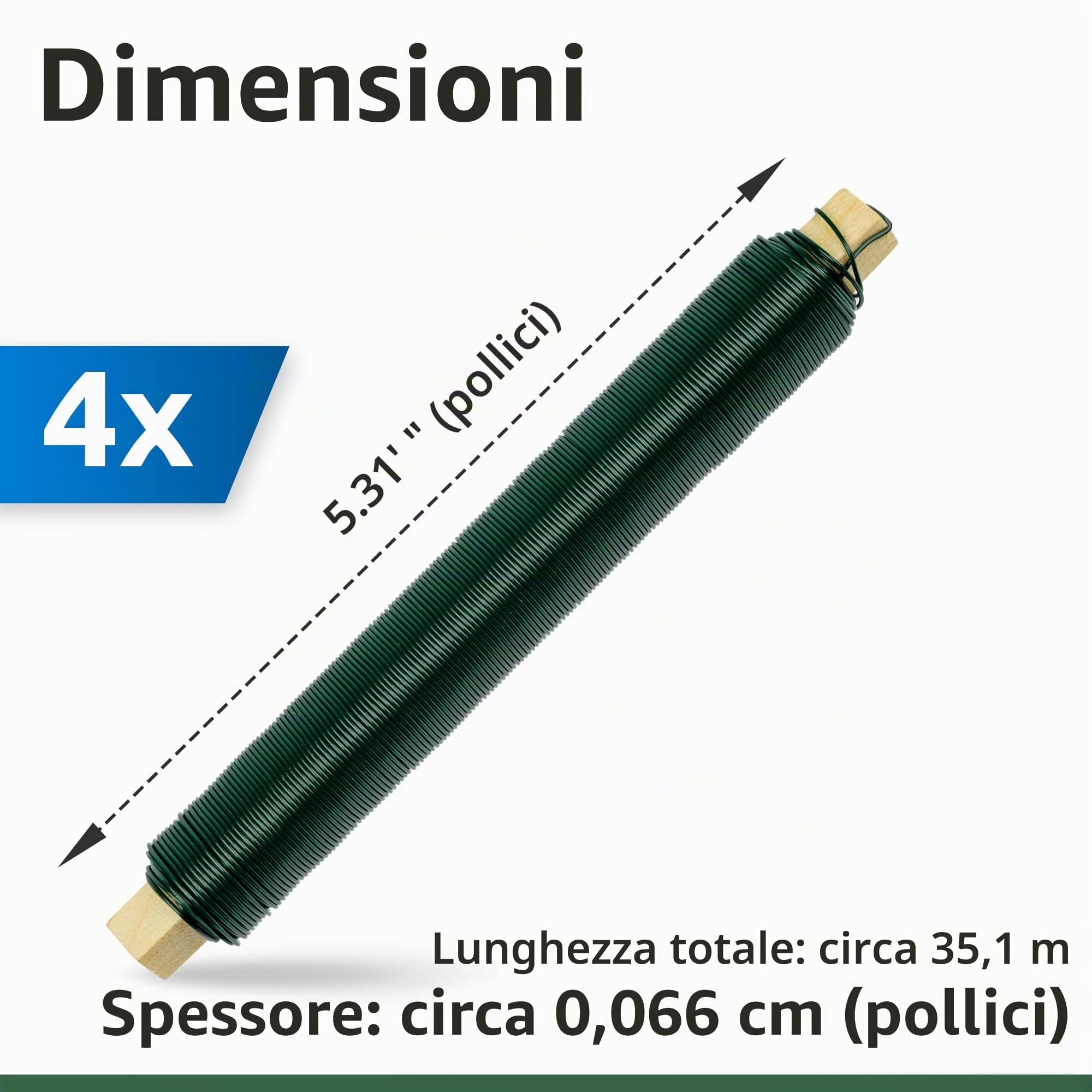 ECENCE Filo Modellabile 35m 0,65mm Filo Ferro Verde 4pz