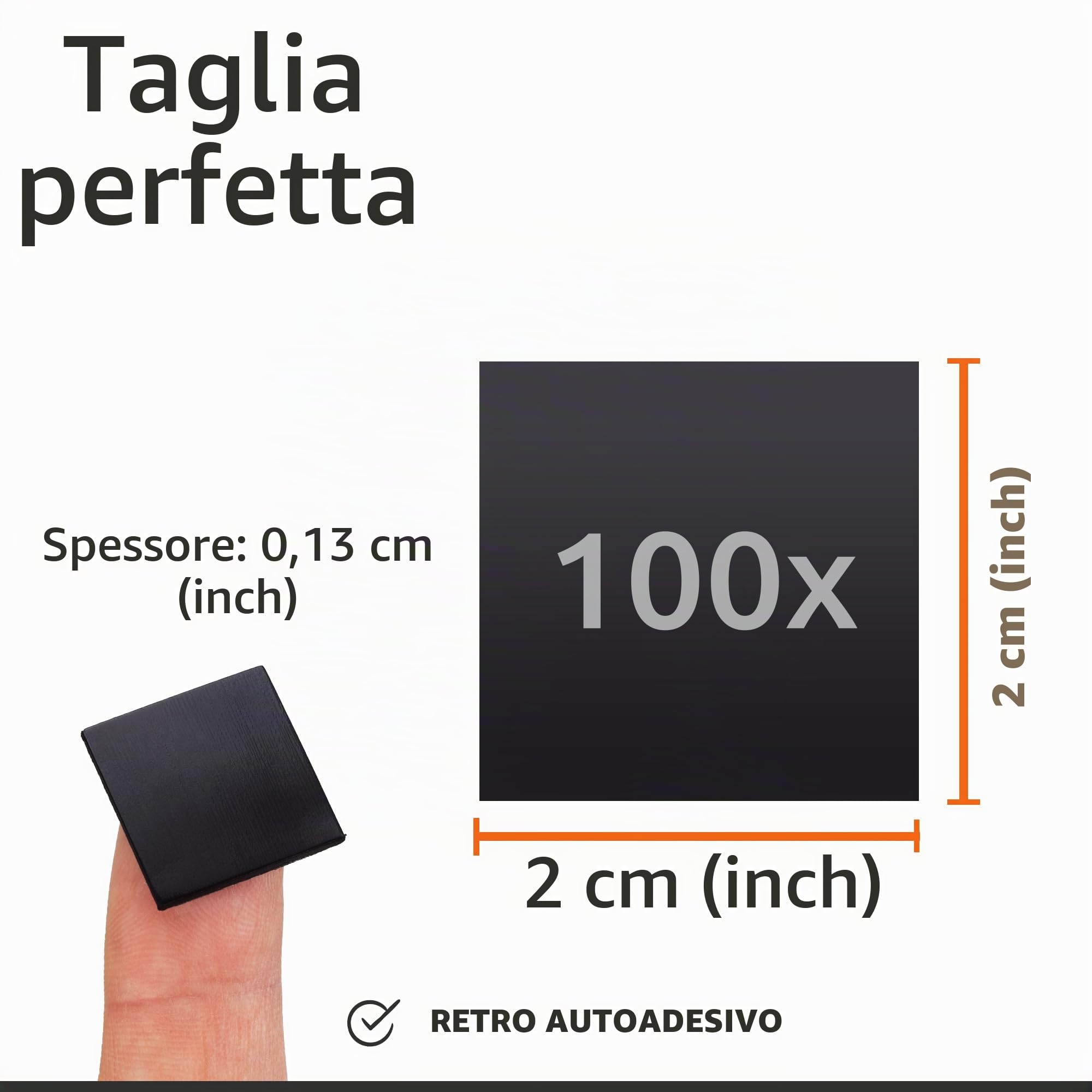 ECENCE Piastrine Magnetiche Adesive 100 Pezzi 20x20 mm