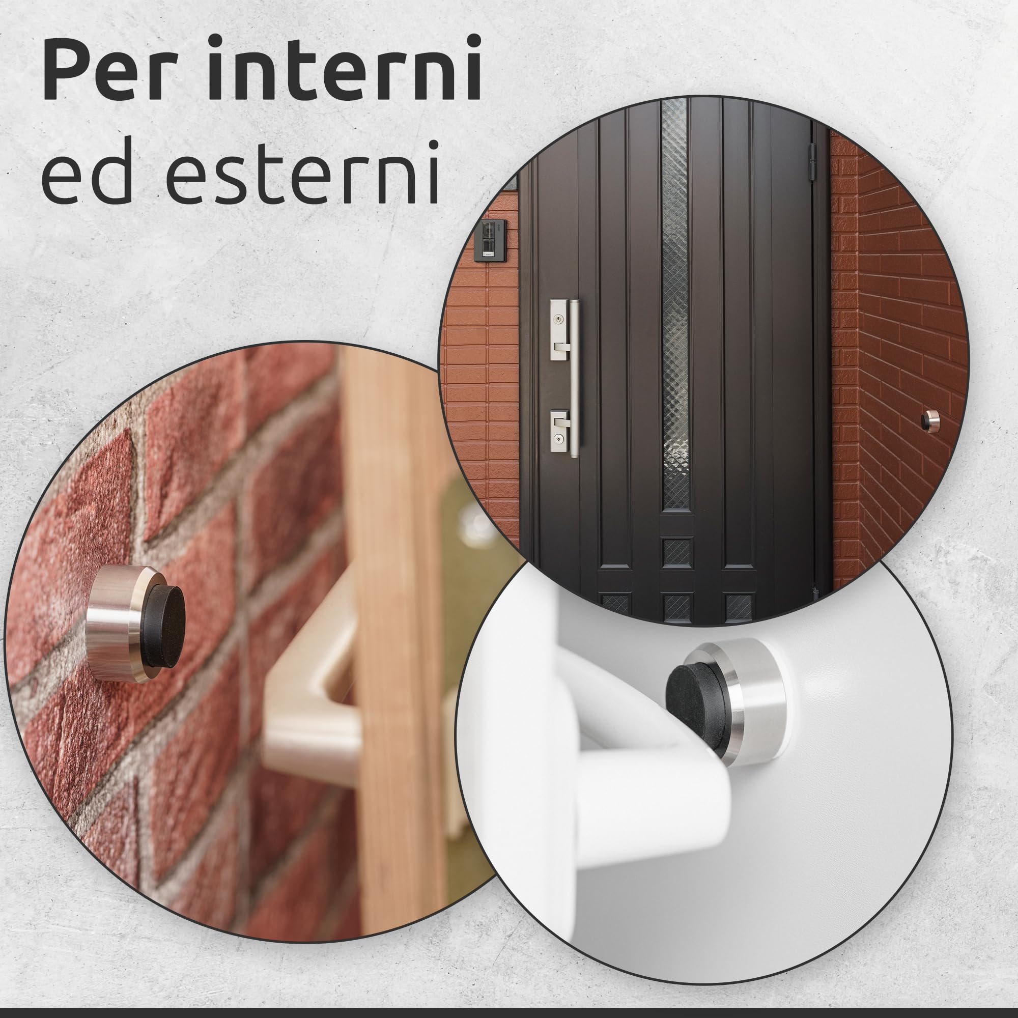 ECENCE Fermaporta da Muro Inox 2 Pezzi con Gomma