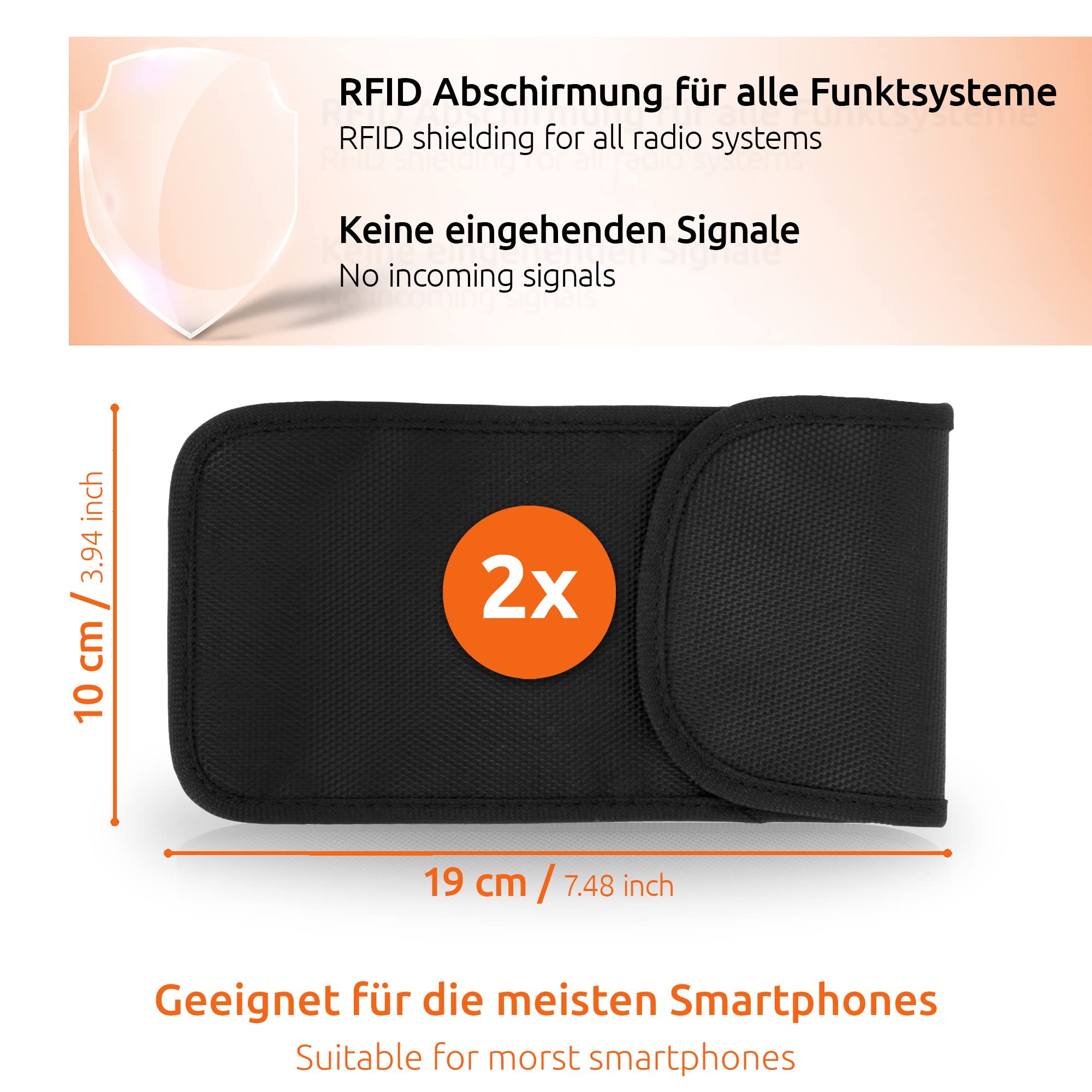ECENCE sacchetto Faraday telefono chiave auto RFID 2 pz nero