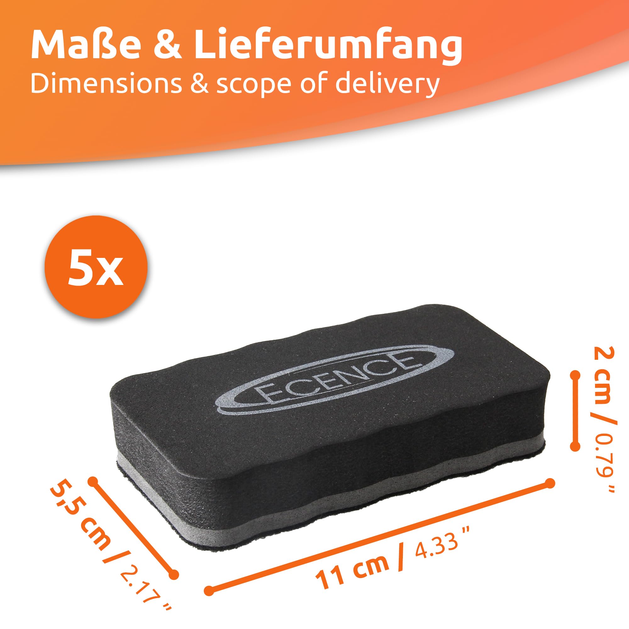 ECENCE set 5 cancellini magnetici lavagna bianca grigi
