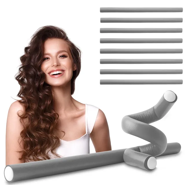 ECENCE Bigodini Flessibili Senza Calore 10pz Grigio