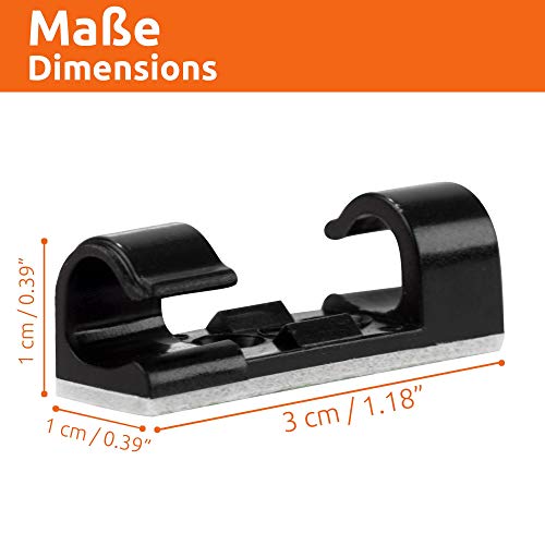ECENCE Clip Fermacavi Autoadesive Nere 80 Pezzi 7 mm ABS