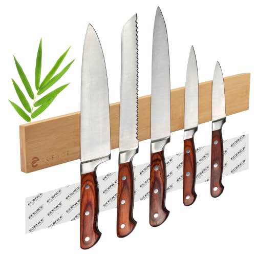 ECENCE Barra Magnetica Portacoltelli Bambù 40cm Autoadesiva