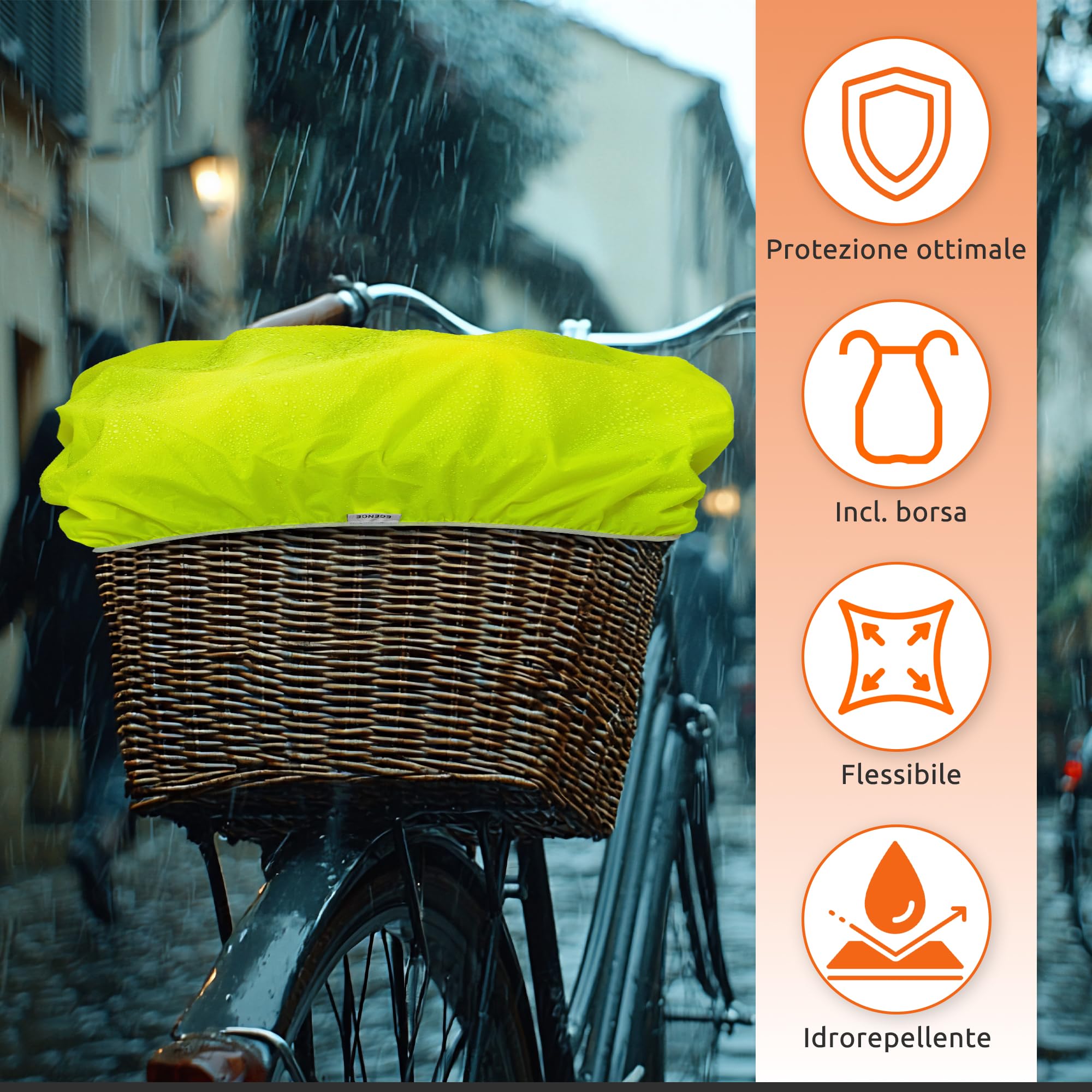 ECENCE Copertura antipioggia cestino bici impermeabile
