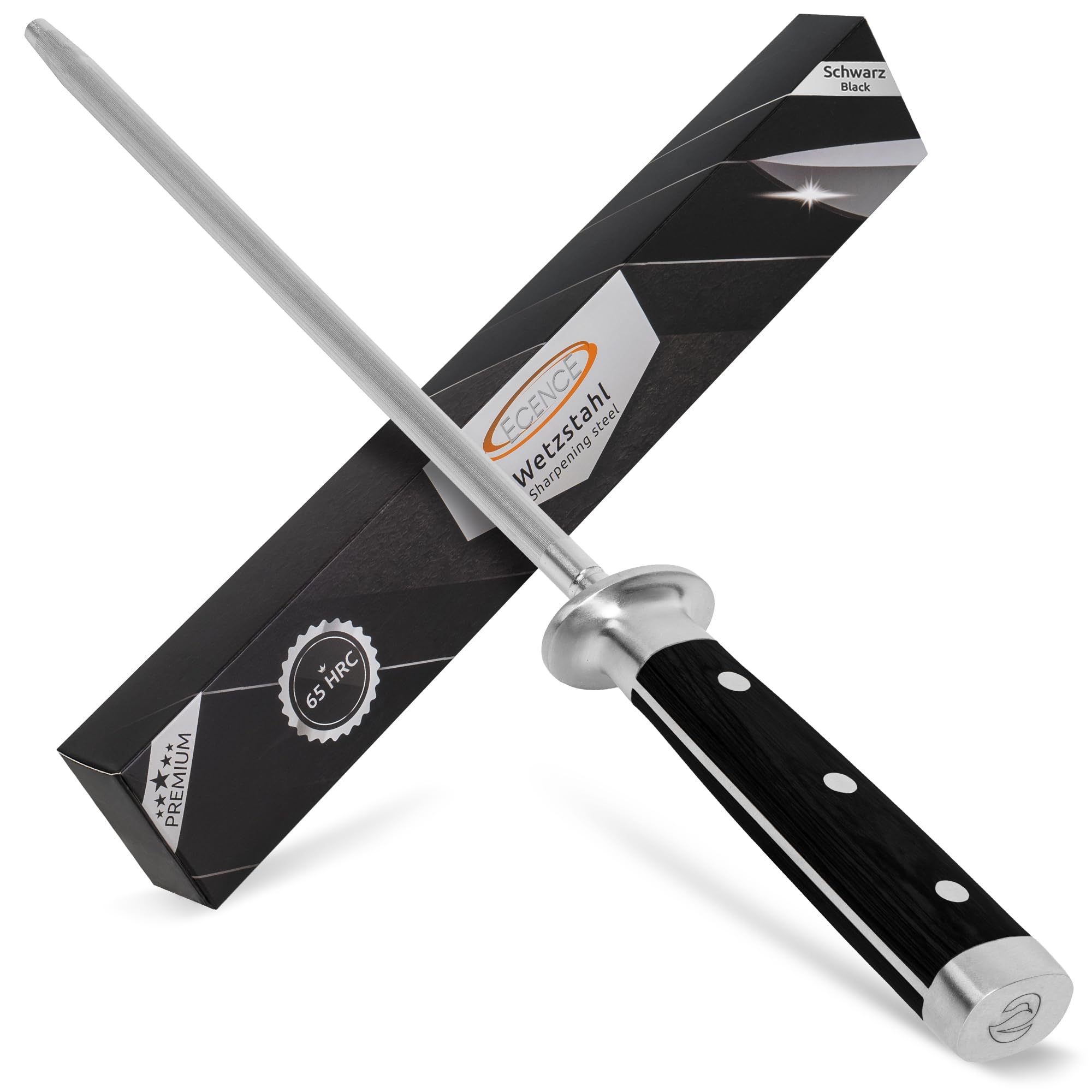 ECENCE Acciaino Affilacoltelli 39cm Acciaio 65HRC Argento