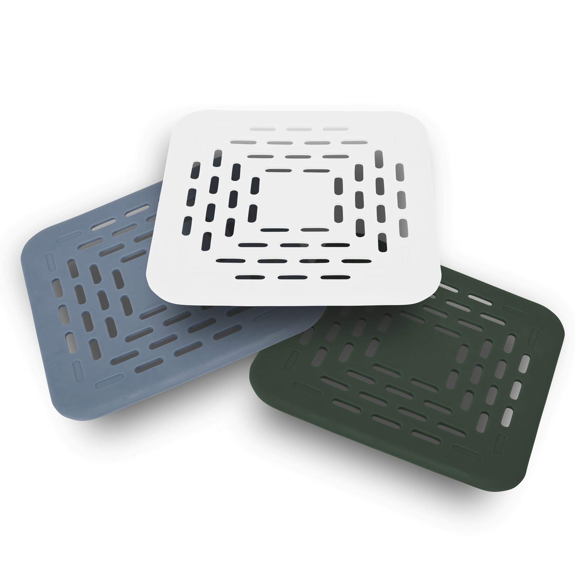 ECENCE Filtro Scarico Capelli 13x13 cm 3 Pezzi Bianco Verde Blu