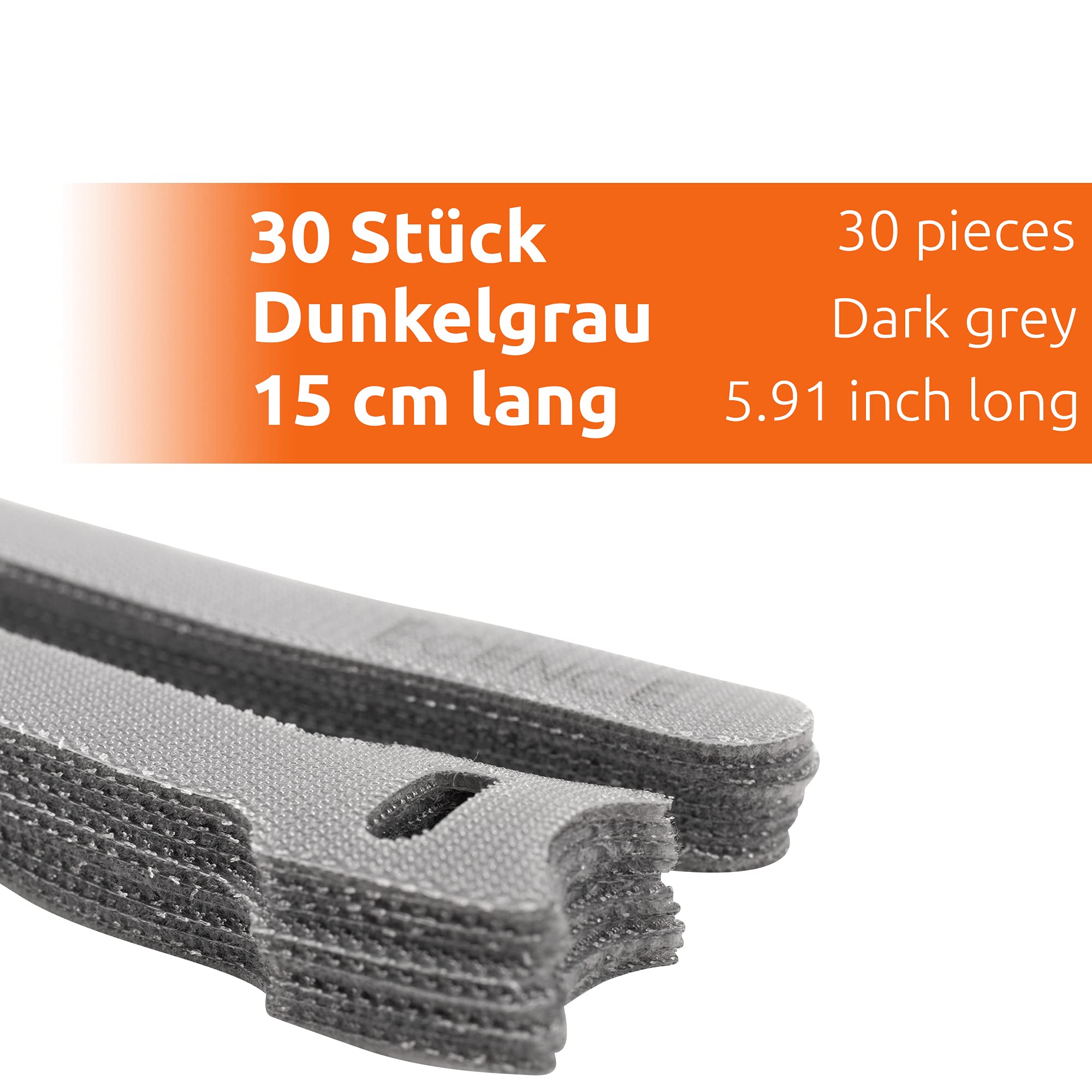 ECENCE Fascette Cavi Velcro Grigie 30 Pezzi 15x1,2 cm
