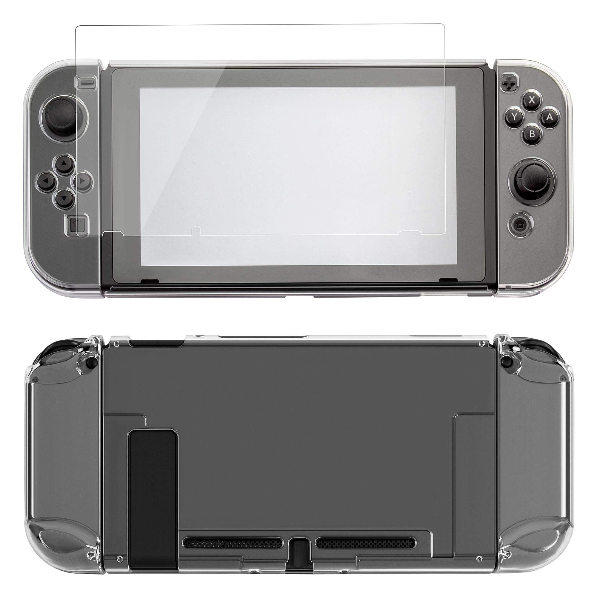 ECENCE Hardcase Custodia Trasparente per Nintendo Switch + Vetro