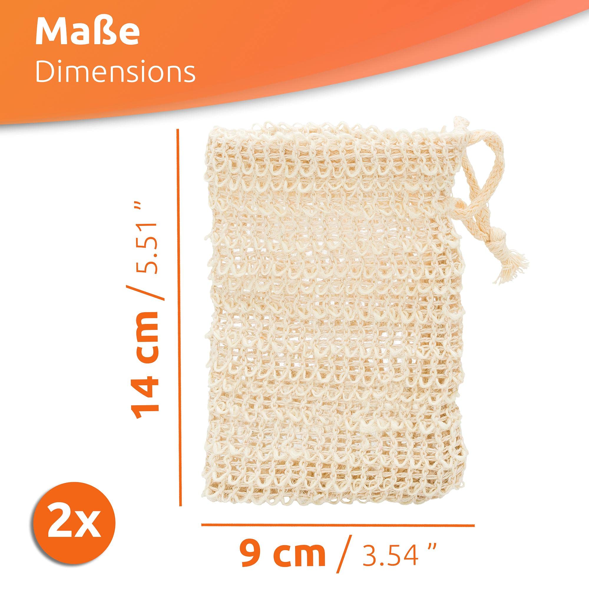 ECENCE Sacchetti Sapone Sisal 14x9 cm 2 Pezzi Esfolianti