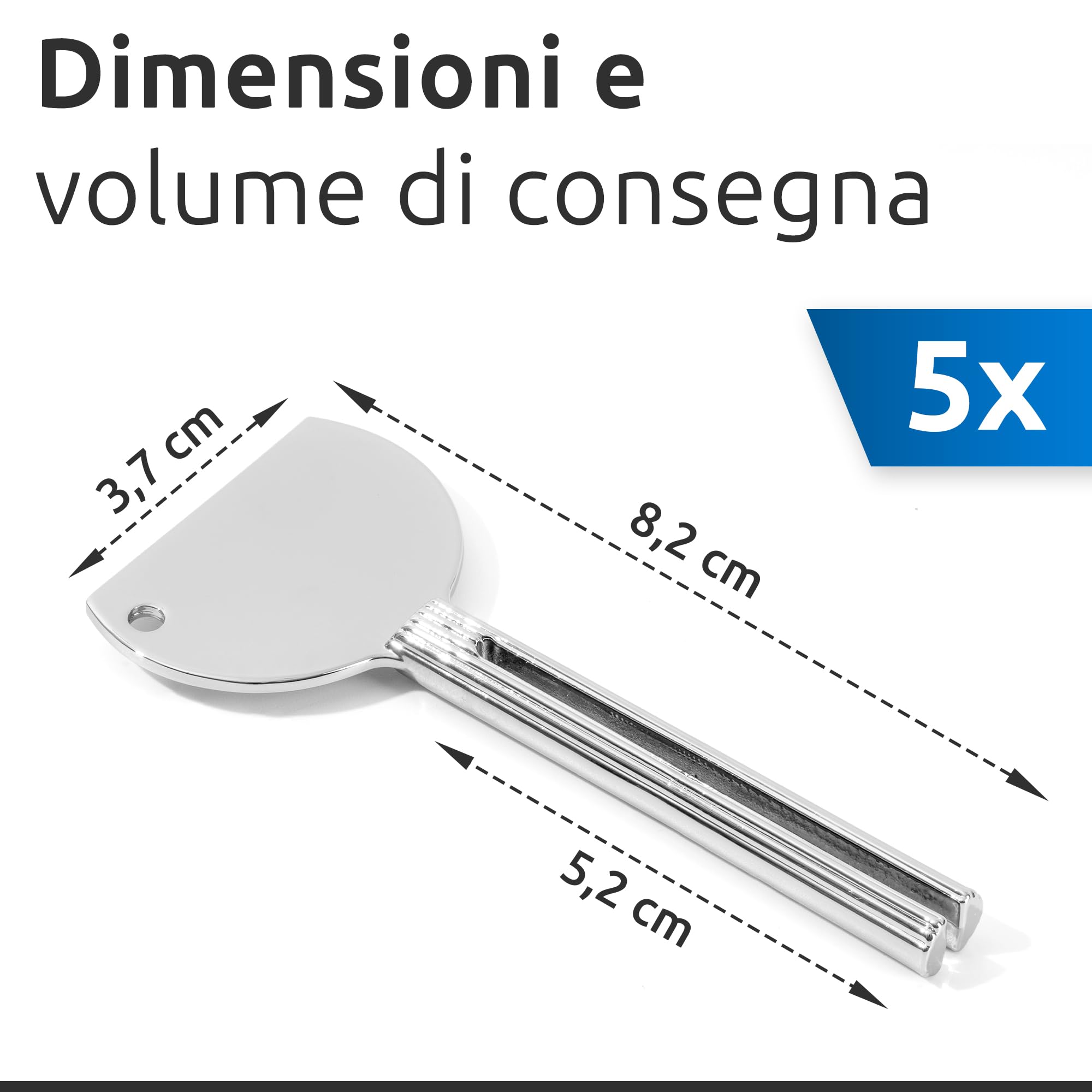 Ecence spremitubetto in alluminio 5 pezzi 82 mm