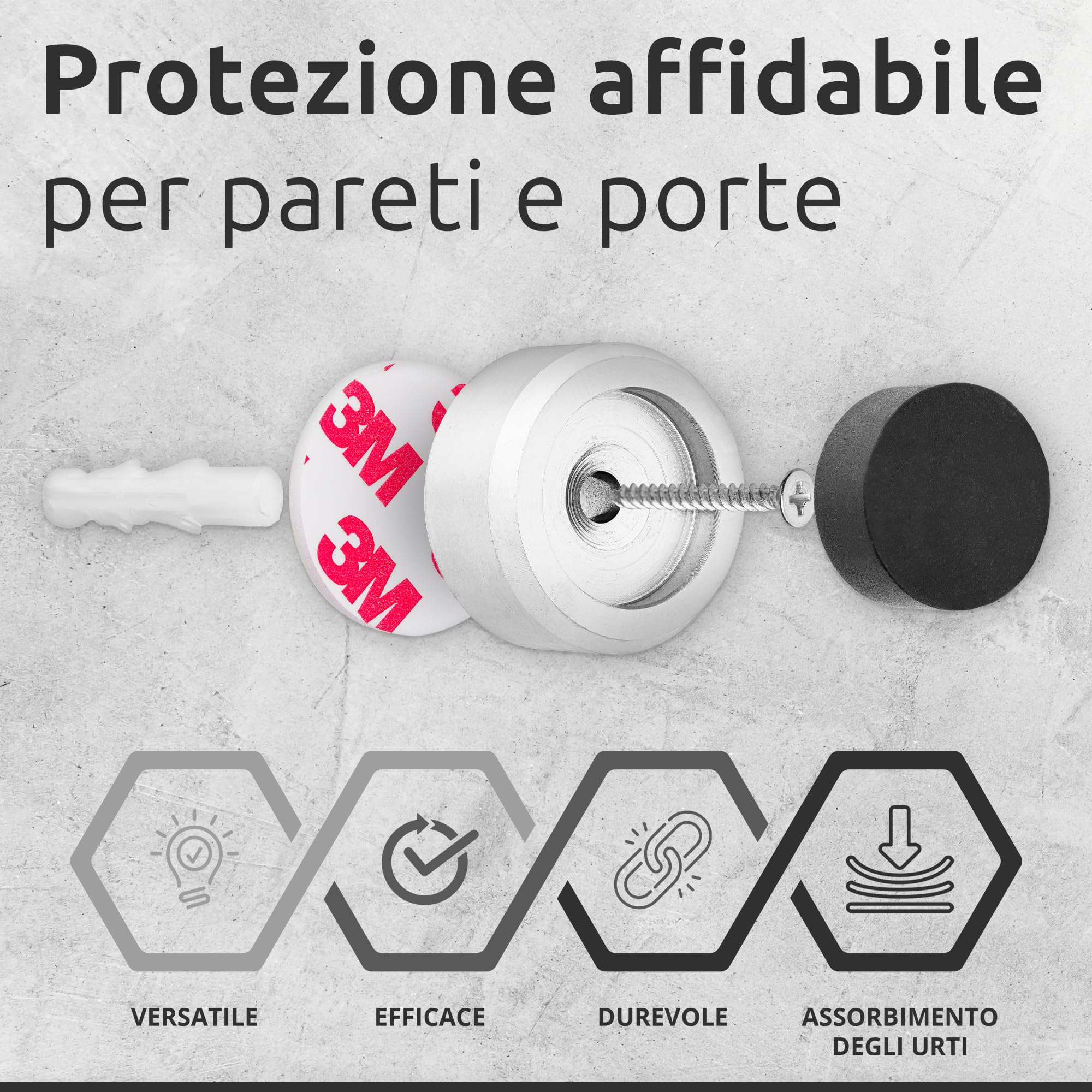 ECENCE Fermaporta da Muro Inox 2 Pezzi con Gomma