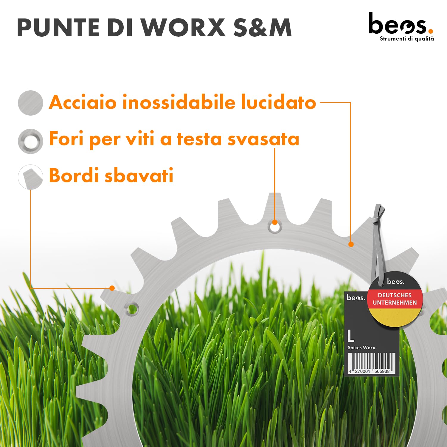 BEOS Punte Acciaio Inox Worx Landroid L Vision Ruote 12pz