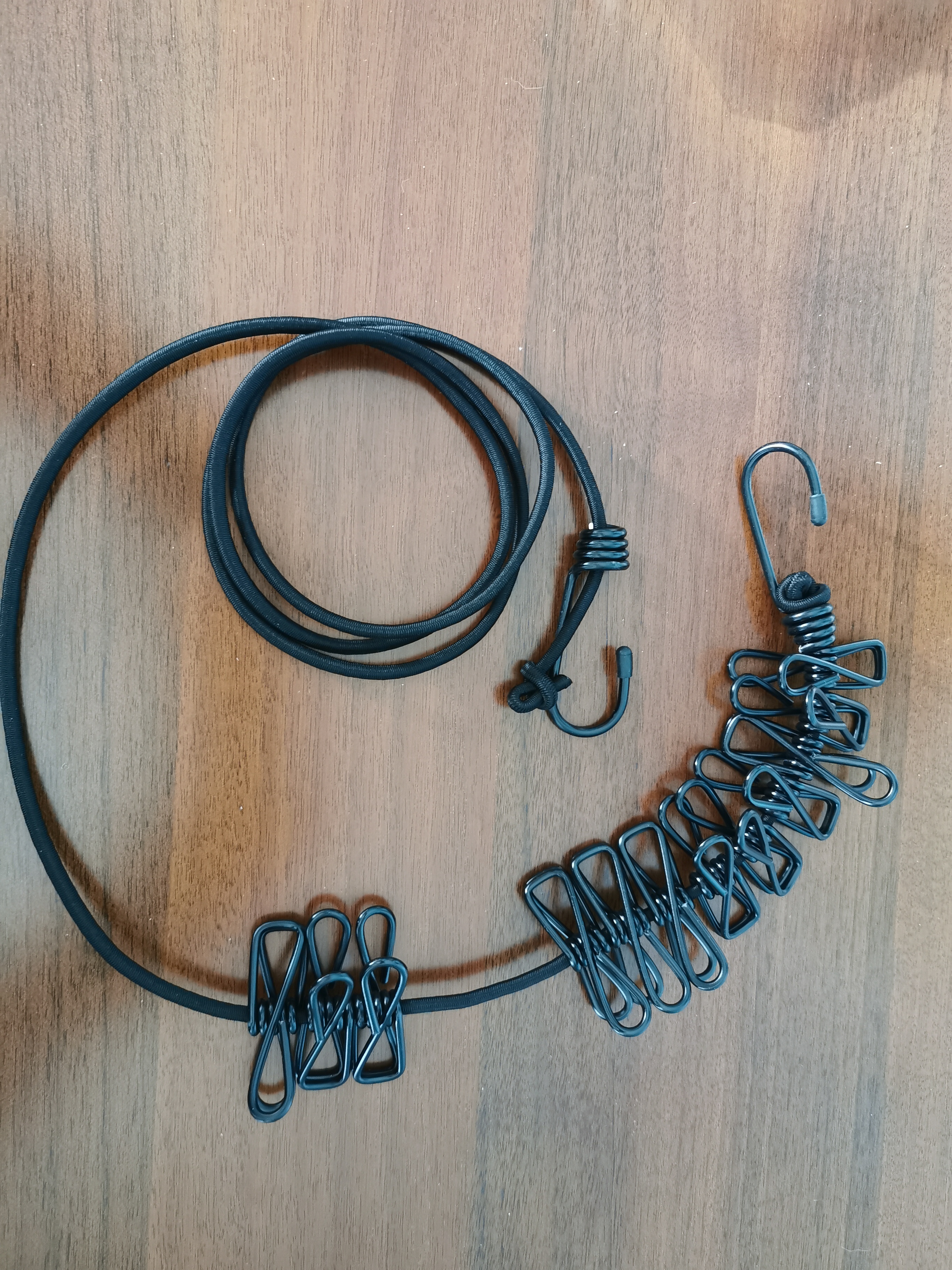 ECENCE Corda Stendibiancheria Viaggio 3m Set 2 Nero Elastica