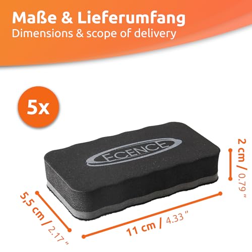 ECENCE set 5 cancellini magnetici lavagna bianca grigi