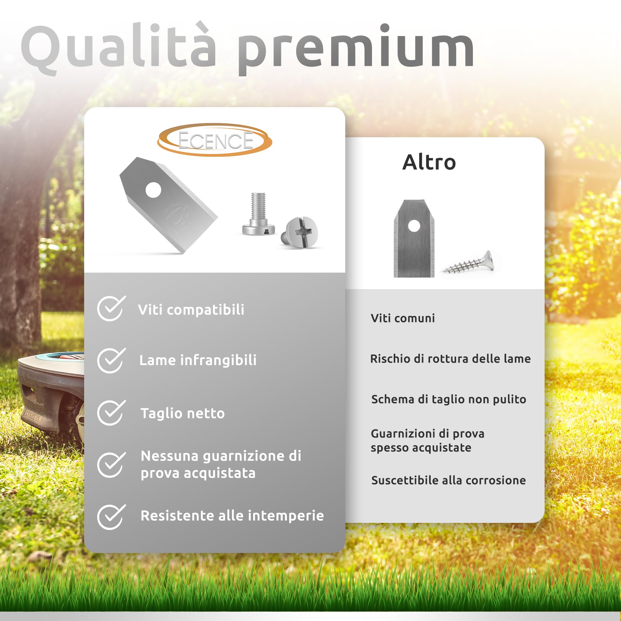 ECENCE Lame Robot Tagliaerba 60pz Husqvarna Acciaio taglio preciso
