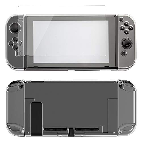 ECENCE Hardcase Custodia Trasparente per Nintendo Switch + Vetro