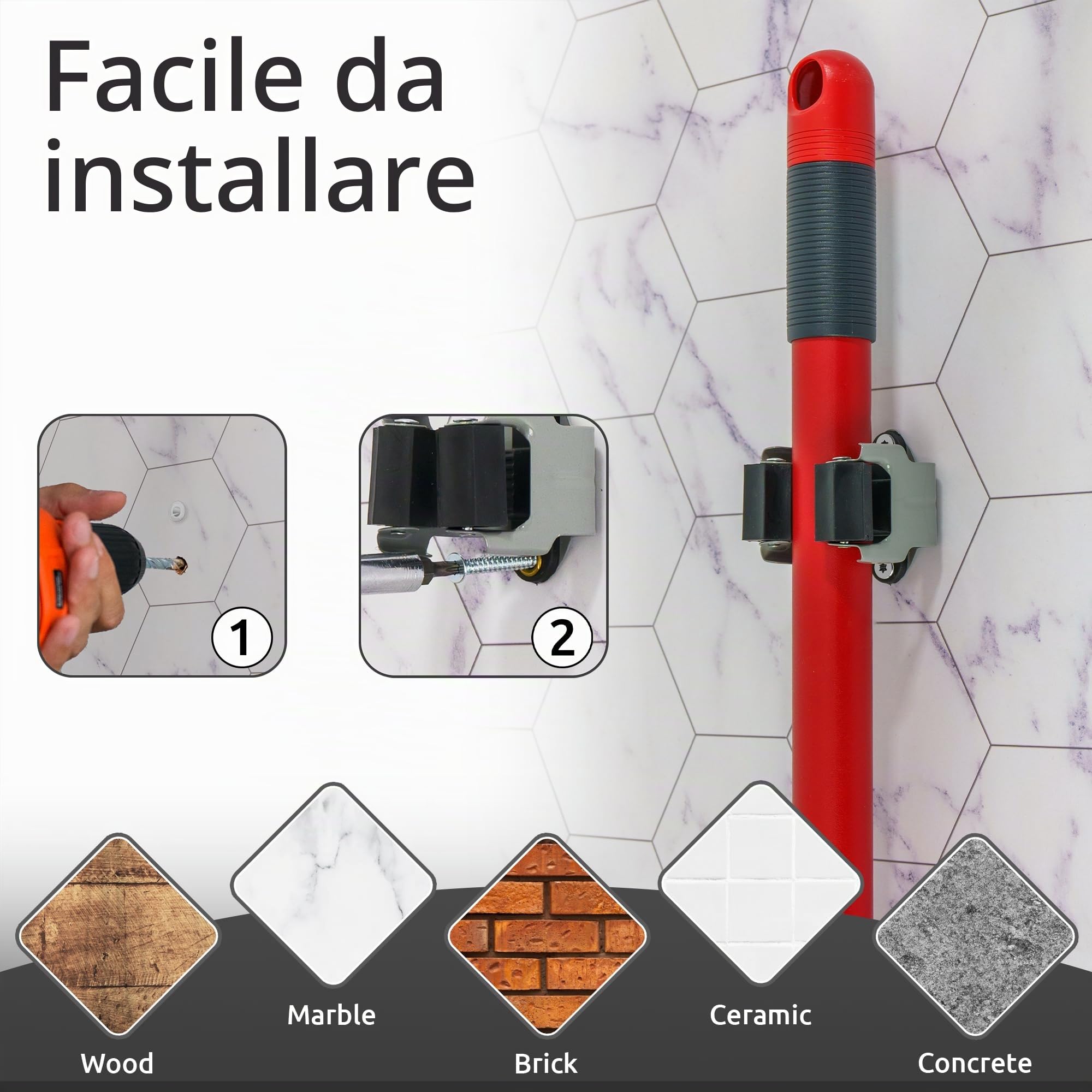 ECENCE Portascope Parete Acciaio 8 Pezzi con Viti Torx Grigio