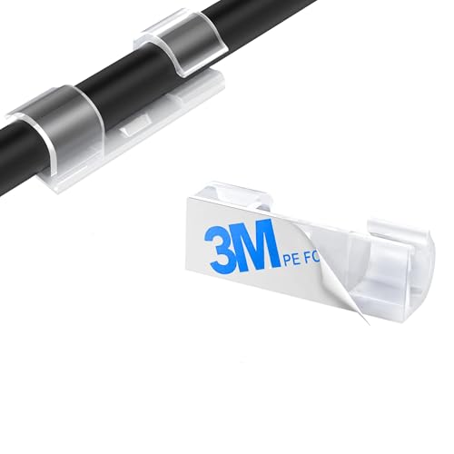 ECENCE Fermacavi Autoadesivi 80 Pezzi Trasparenti 7 mm