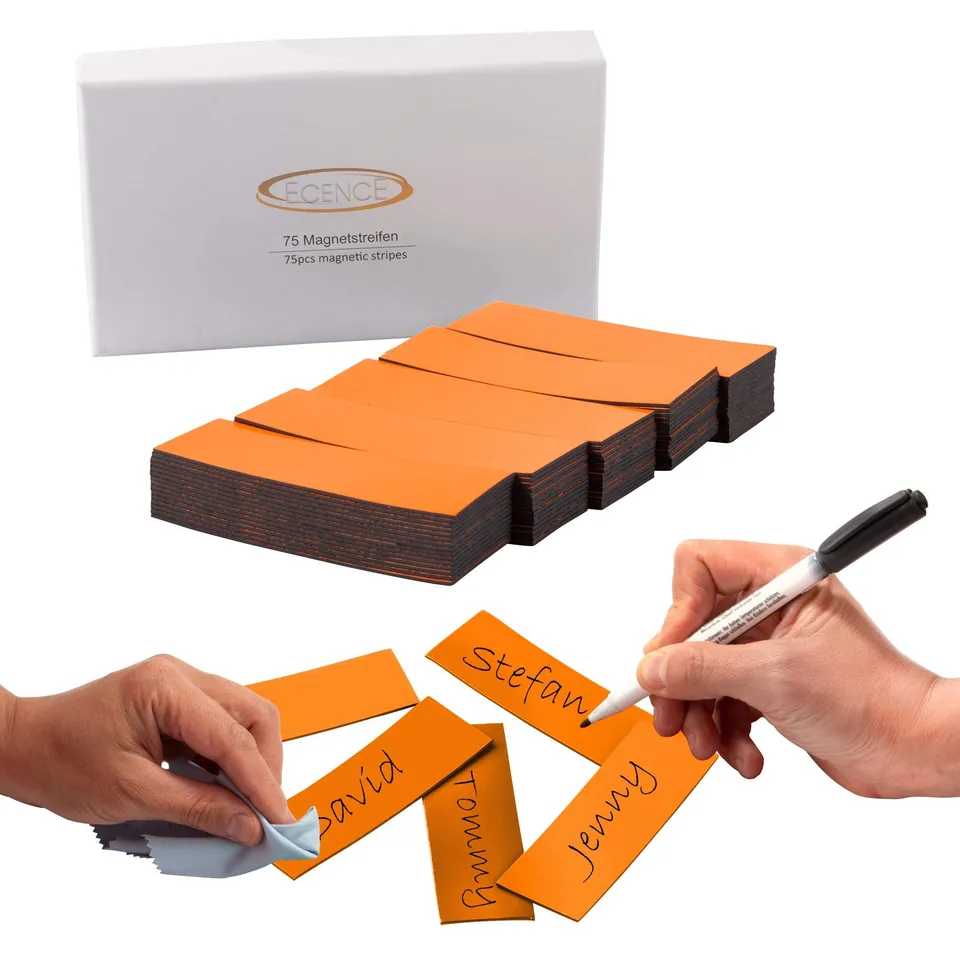 Ecence Etichette Magnetiche Scrivibili 60x20 mm Arancione 75 pz