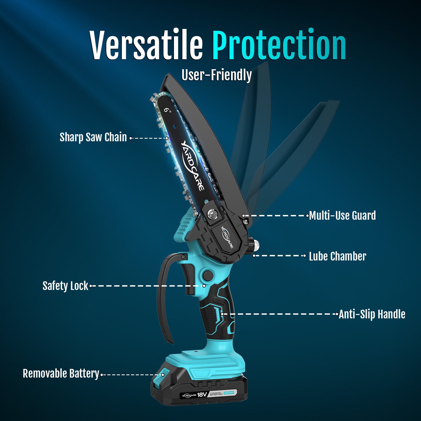 Yardcare 6" motosega a batteria brushless 15cm