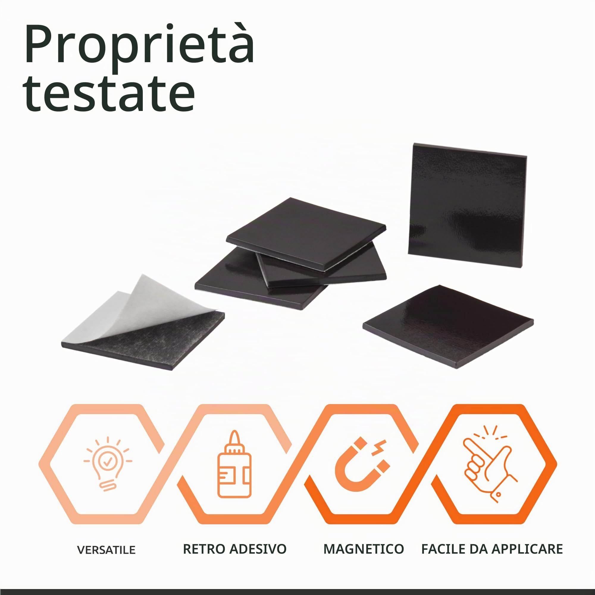 ECENCE Piastrine Magnetiche Adesive 100 Pezzi 20x20 mm