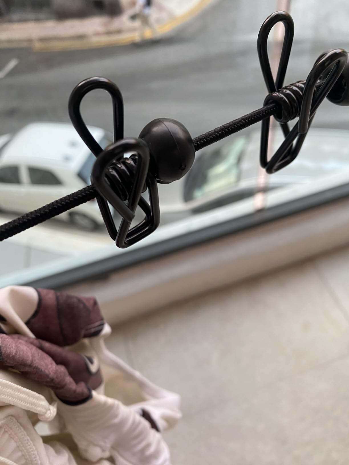 ECENCE Corda Stendibiancheria Viaggio 3m Set 2 Nero Elastica