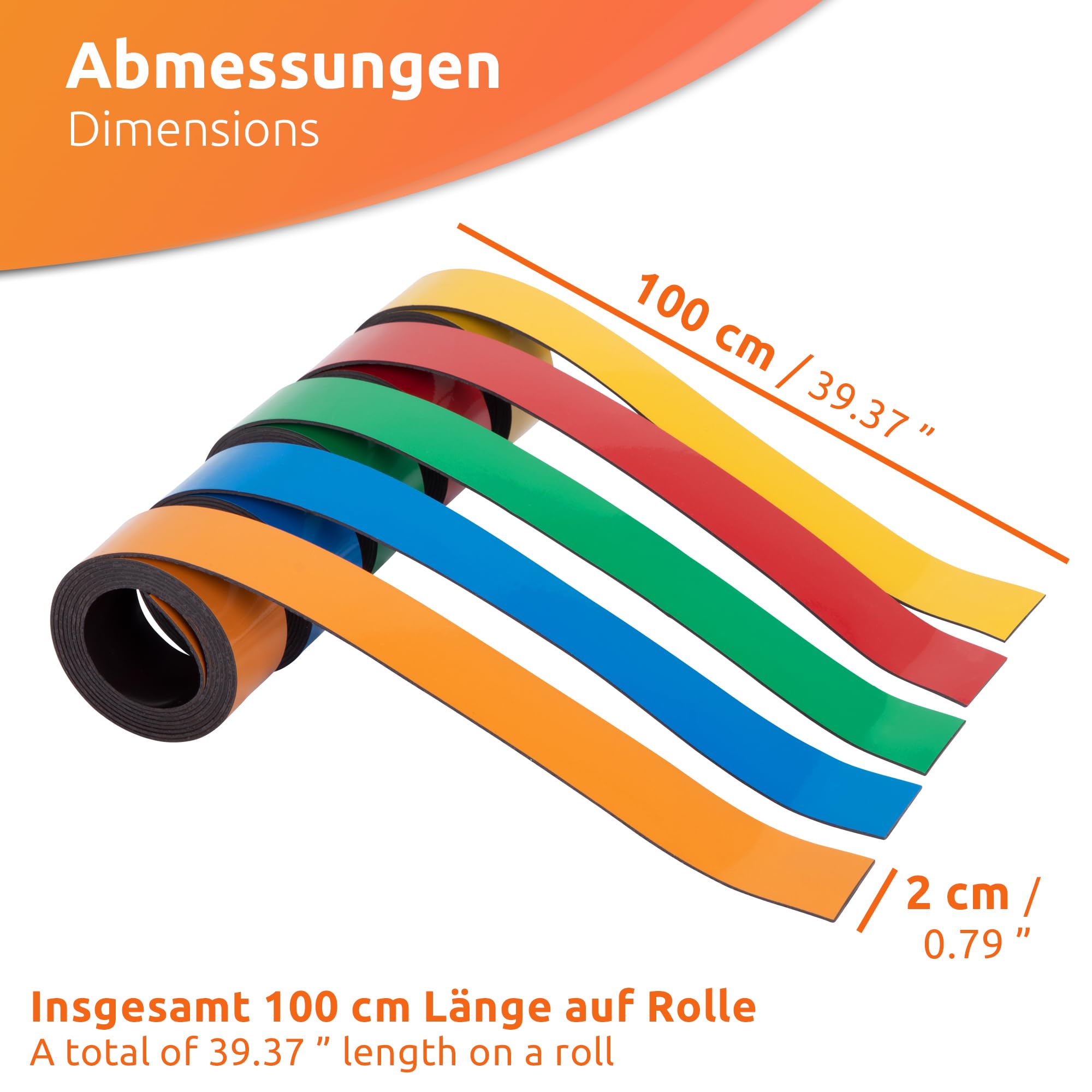 ECENCE Nastro Magnetico Scrivibile 100x2 cm 5 Rotoli