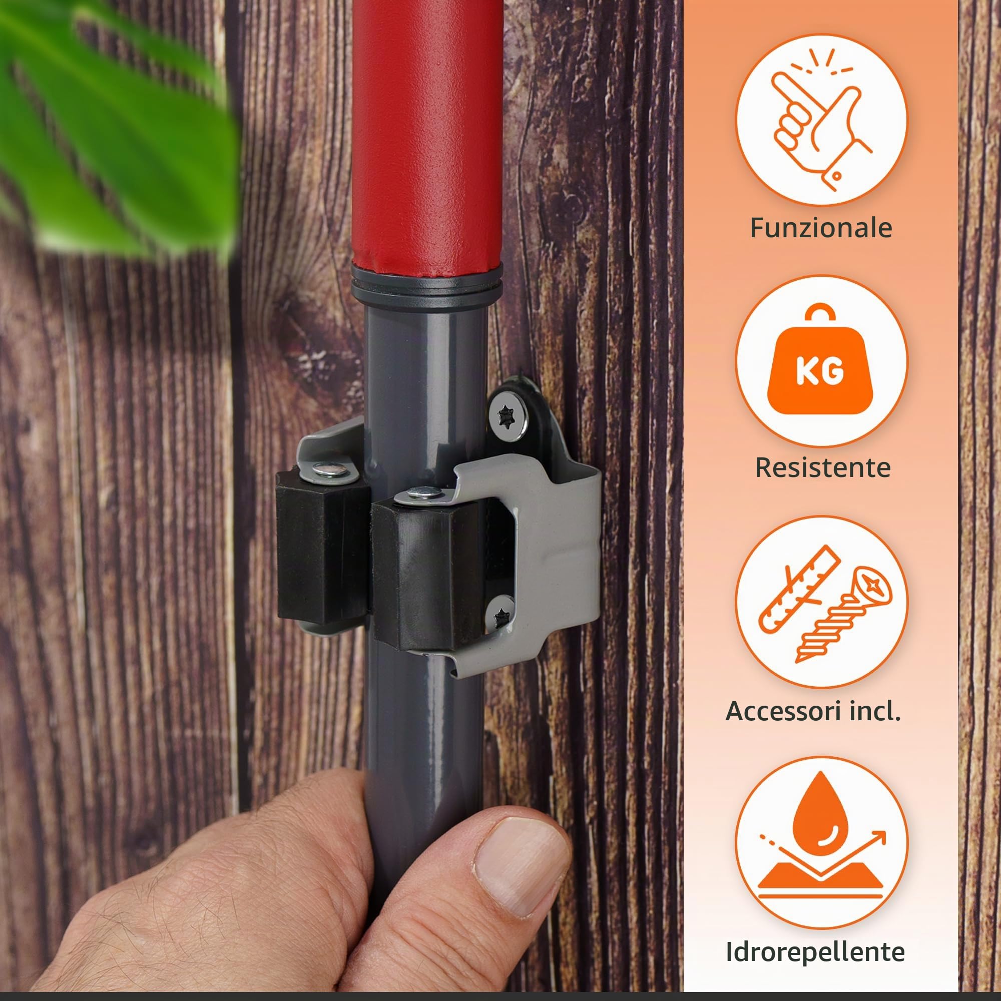 ECENCE Portascope Parete Acciaio 8 Pezzi con Viti Torx Grigio