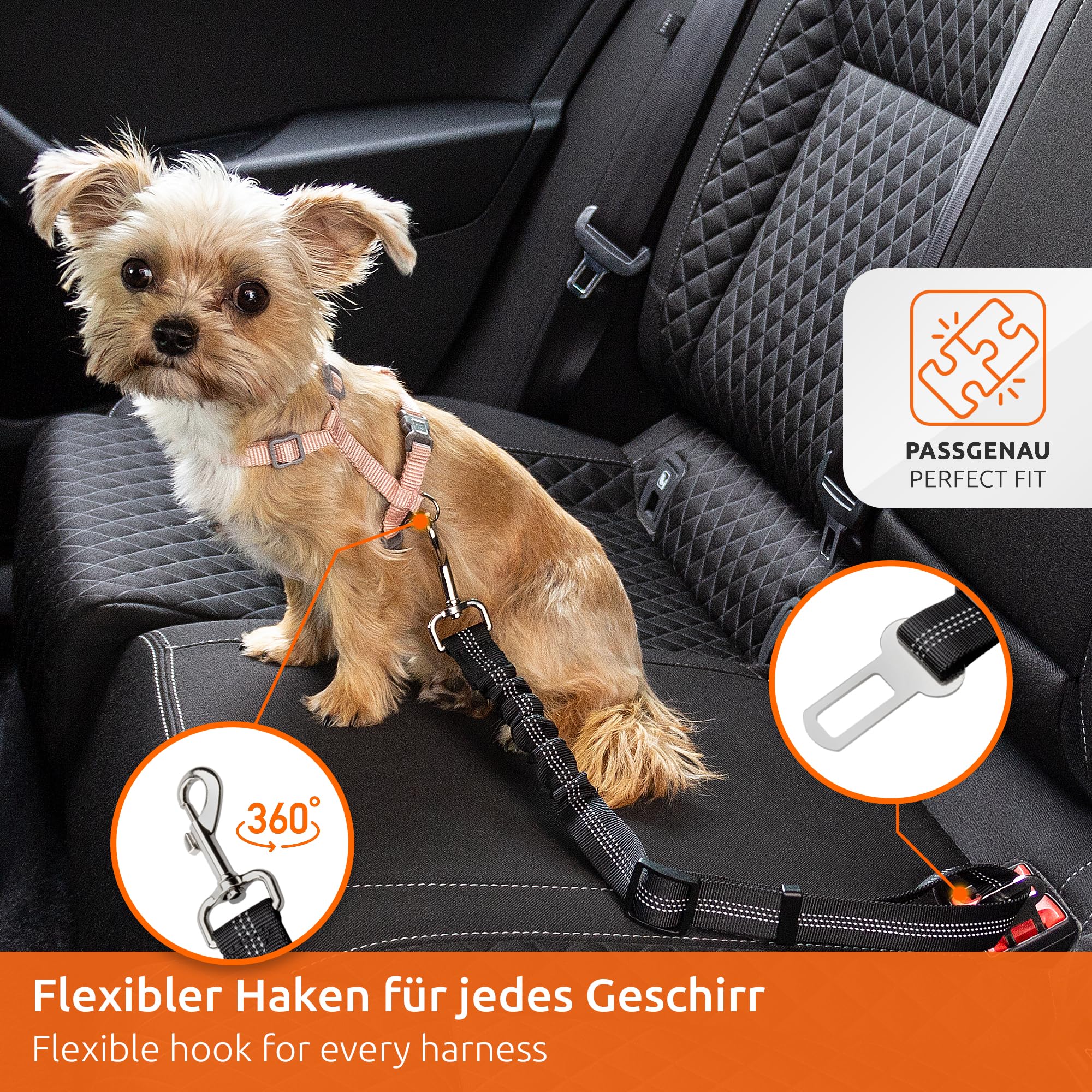 ECENCE cintura sicurezza cane auto elastica 2 pezzi