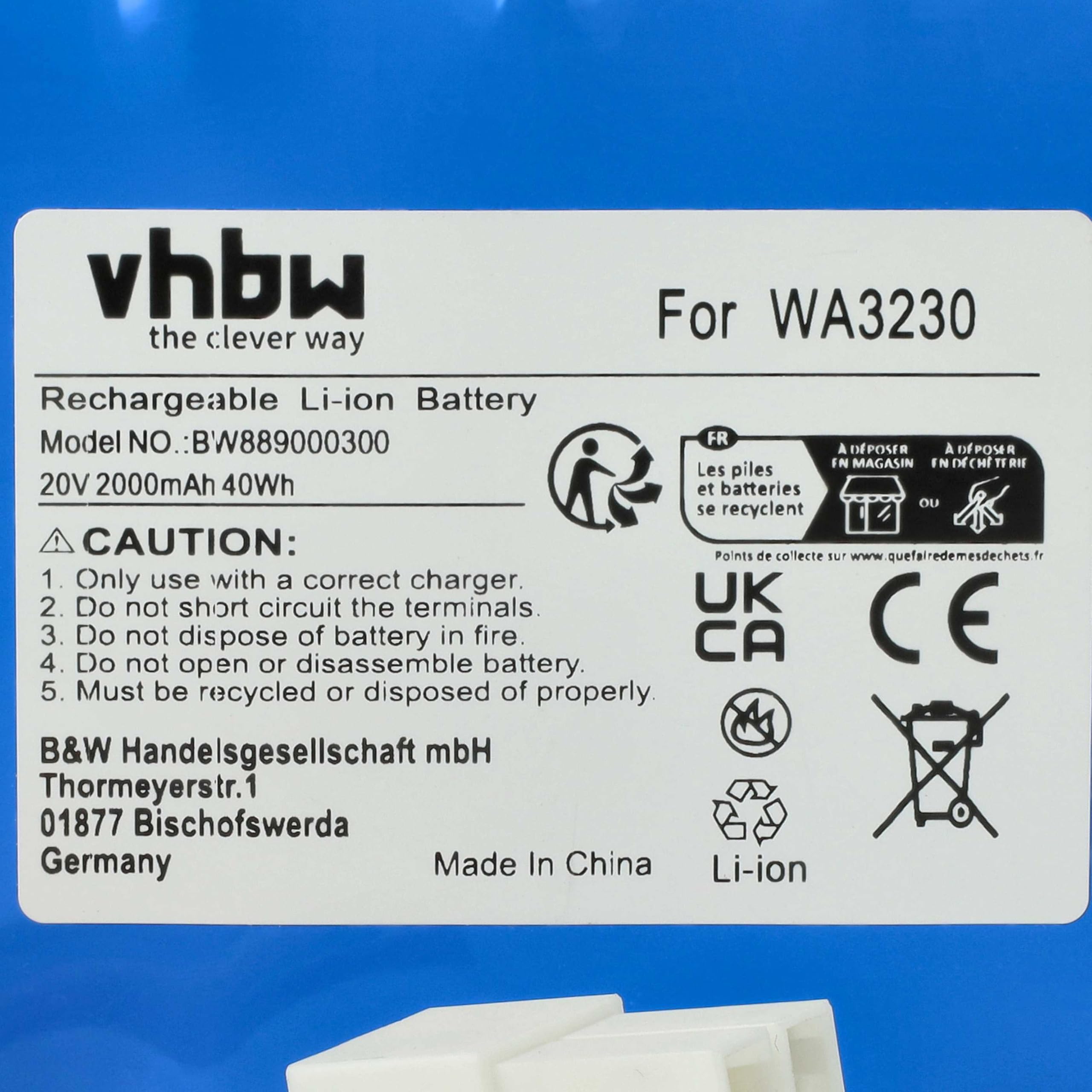 vhbw LBF2025 batteria robot rasaerba 2000mAh 20V Li-Ion