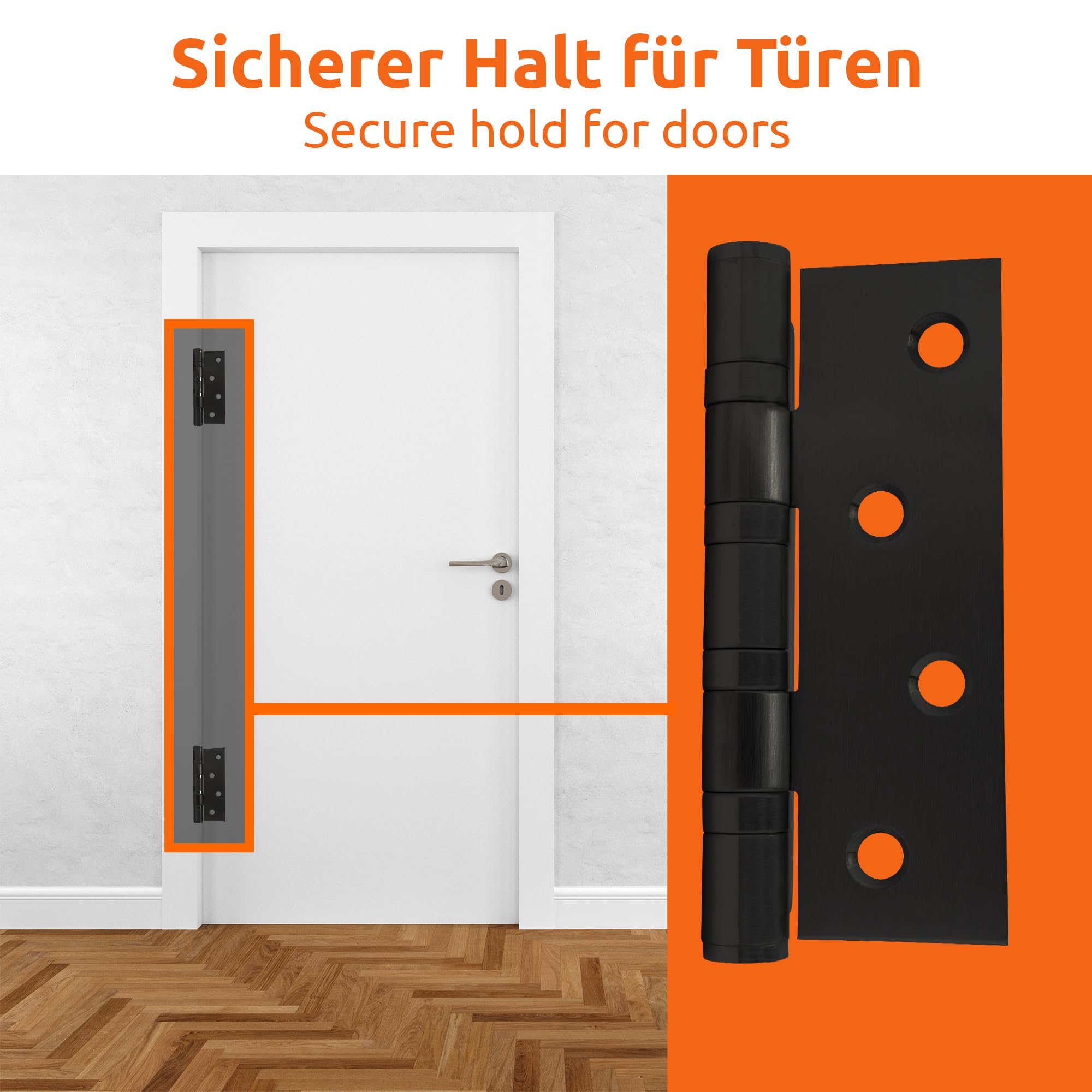 ECENCE Cerniere Porte Acciaio Inox 304 V2A Nere 2 Pezzi