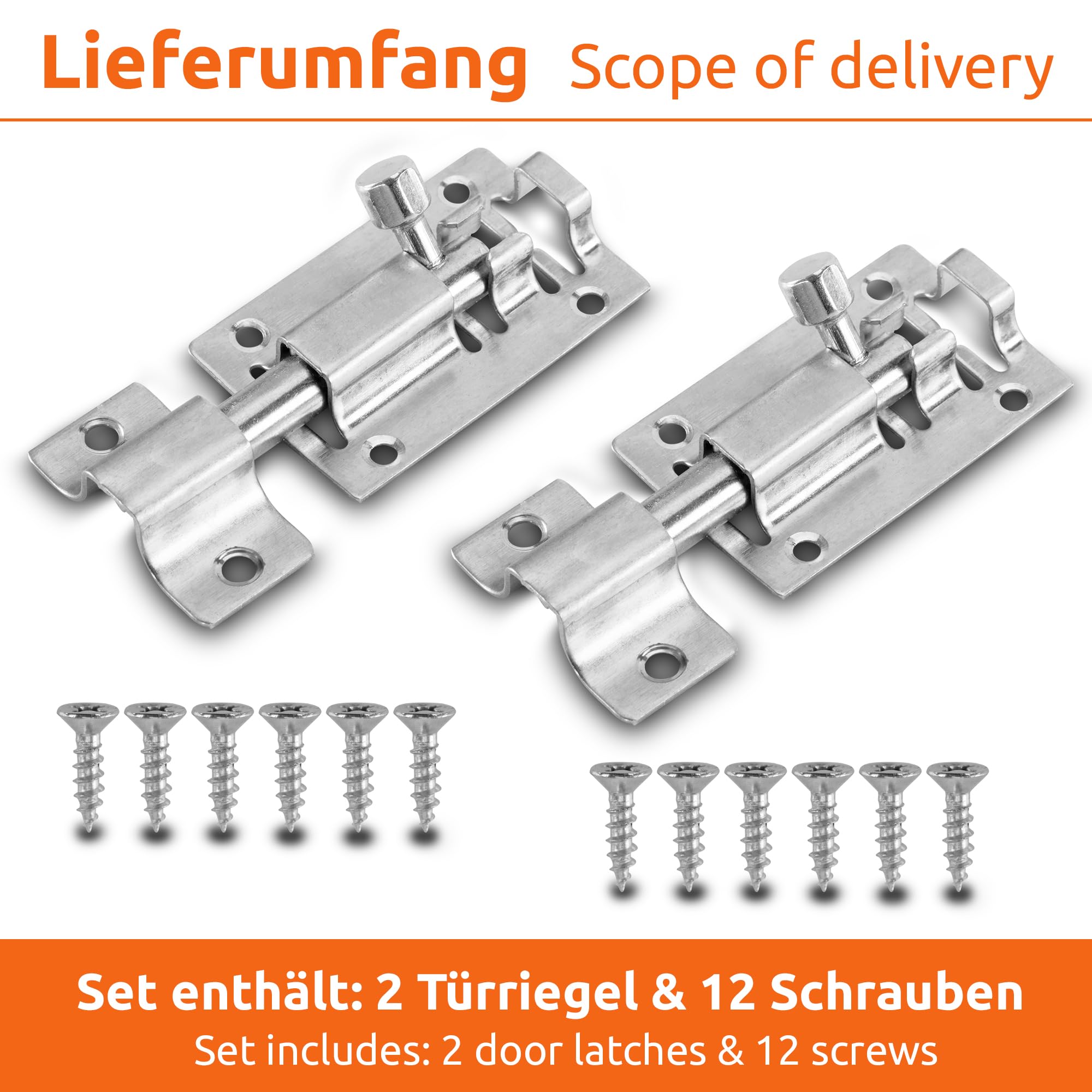 ECENCE Chiavistello Porta Acciaio Inox 63x35mm Set 2